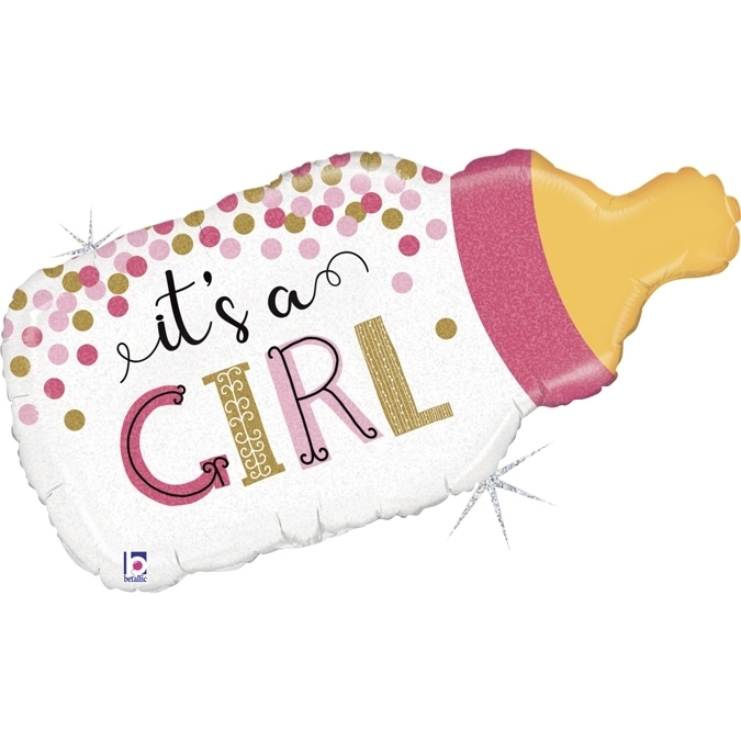 Folienballon Fläschchen "it's a Girl" holografisch 84cm