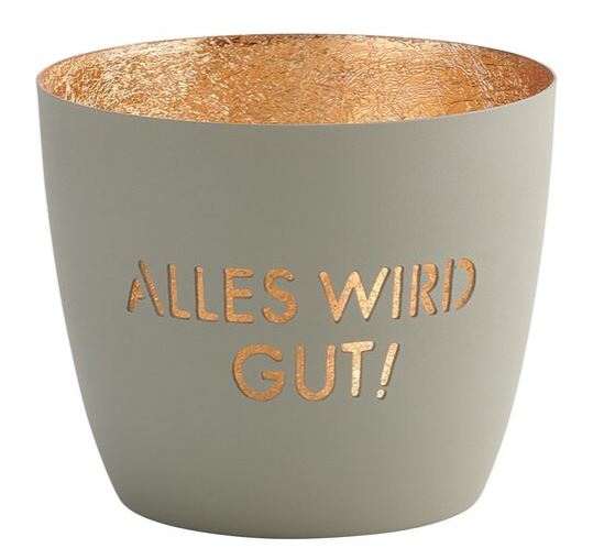 Madras Windlicht "Alles wird gut", Flannel/Gold - M