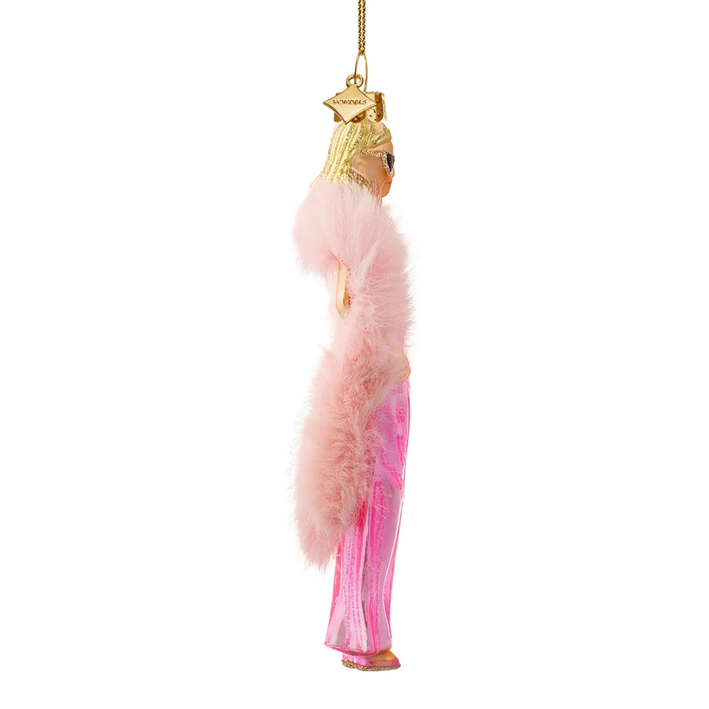 Halskette, Anhänger, rosa Fell, Gold, Figur