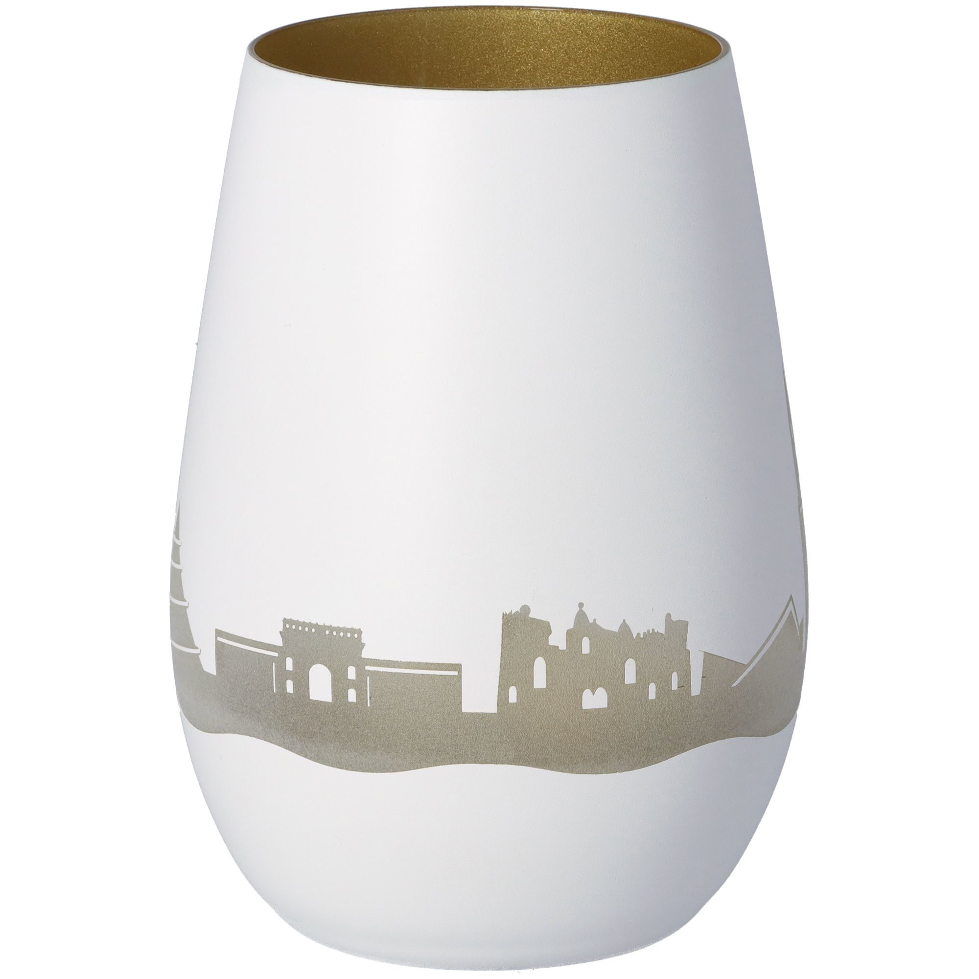 Windlicht Skyline Magdeburg Weiß/Gold Windlicht Skyline Magdeburg Weiß/Gold