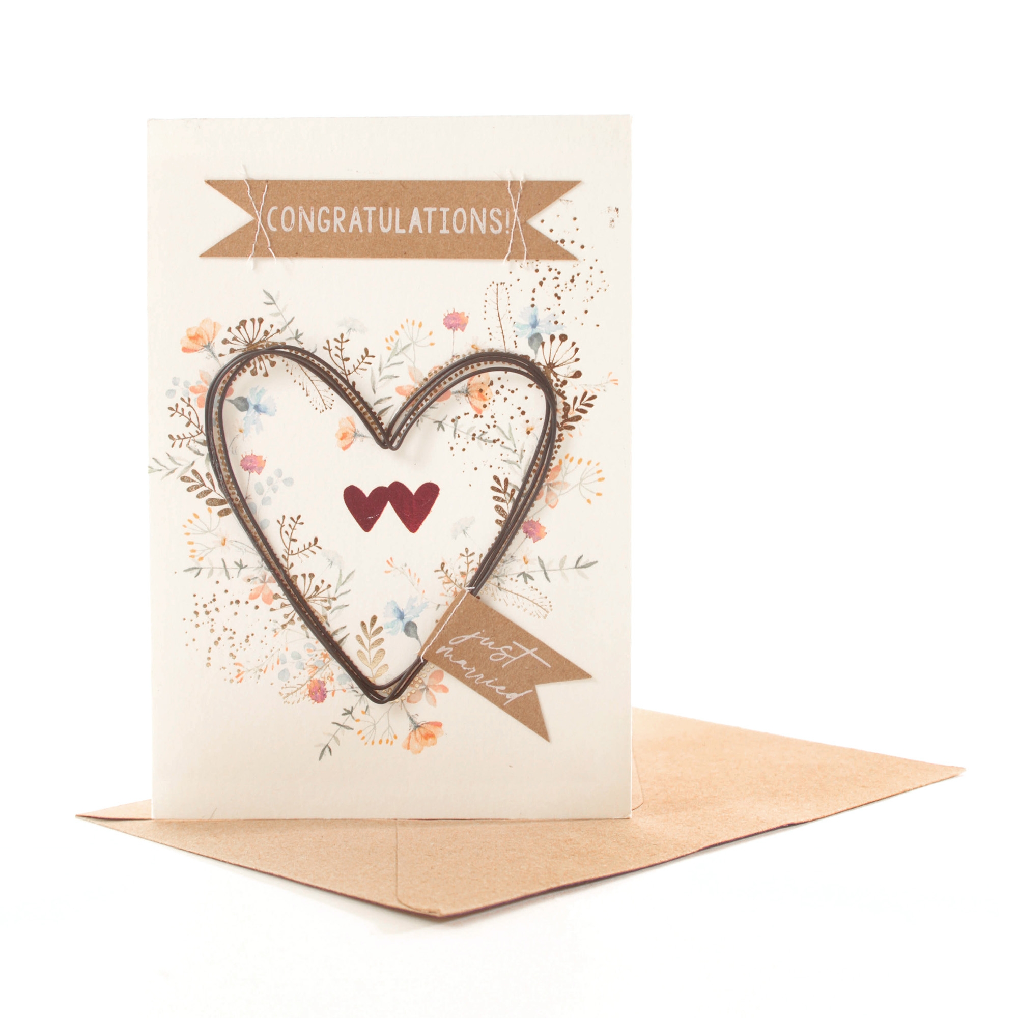 054ed22541d084211d73efa5eb734bf3cd865d05 Hochzeitsblumen Karte "Just Married"