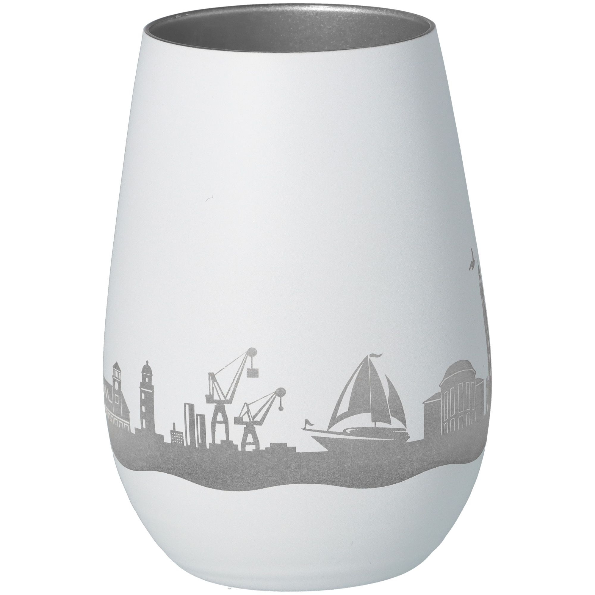 Windlicht Skyline Bremerhaven Weiß/Silber Windlicht Skyline Bremerhaven Weiß/Silber