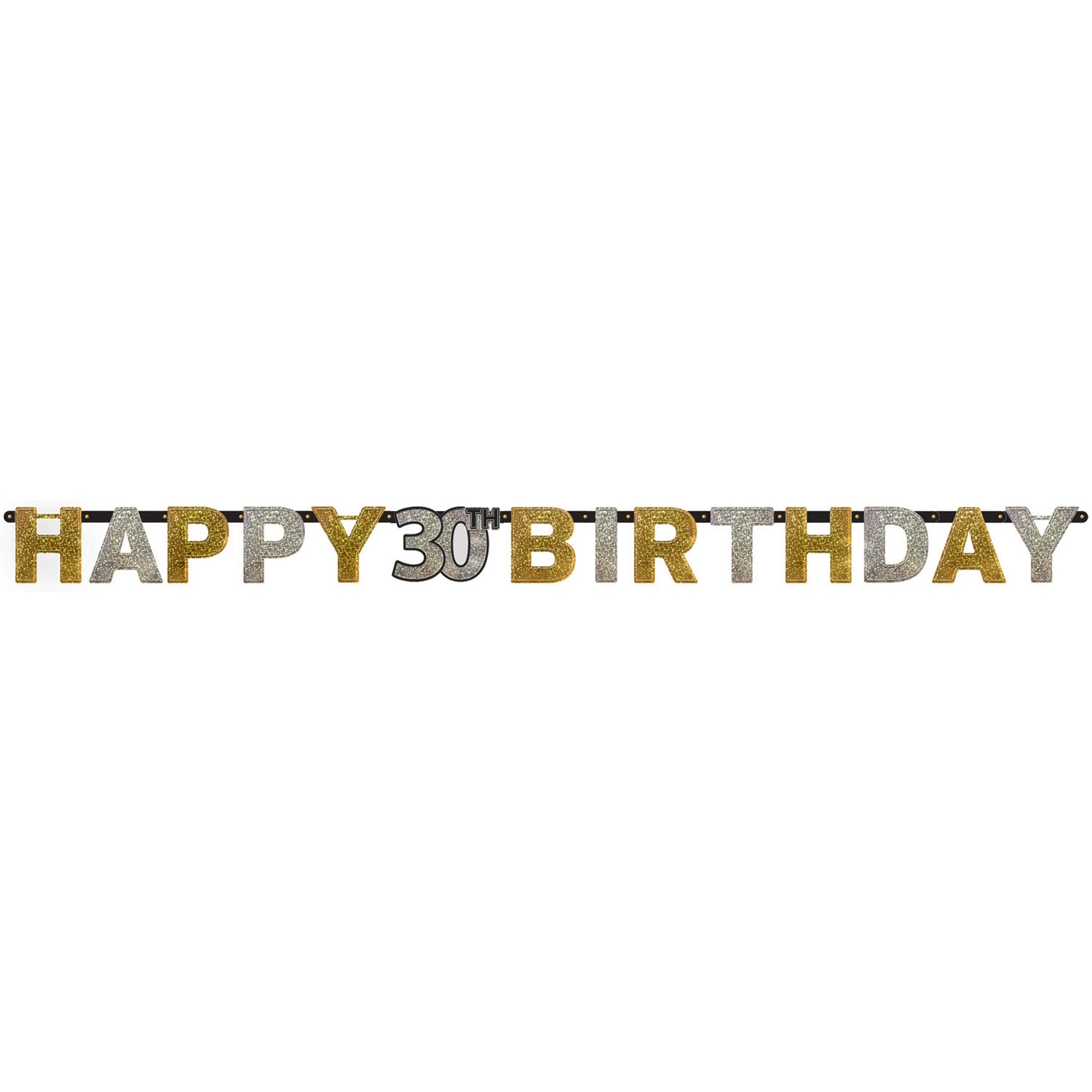 Sparkling Celebration Silber & Gold - Happy Birthday 30 Holo Girlande