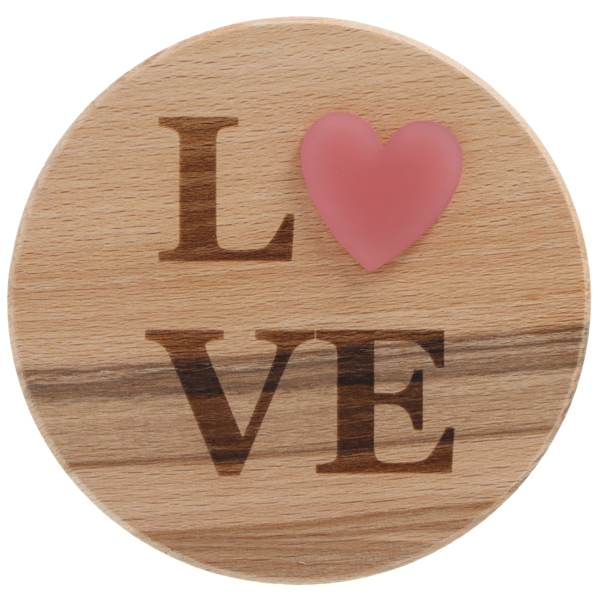 Holzuntersetzer, Ich liebe dich, HERZ, Runde Scheibe, Holzplatte