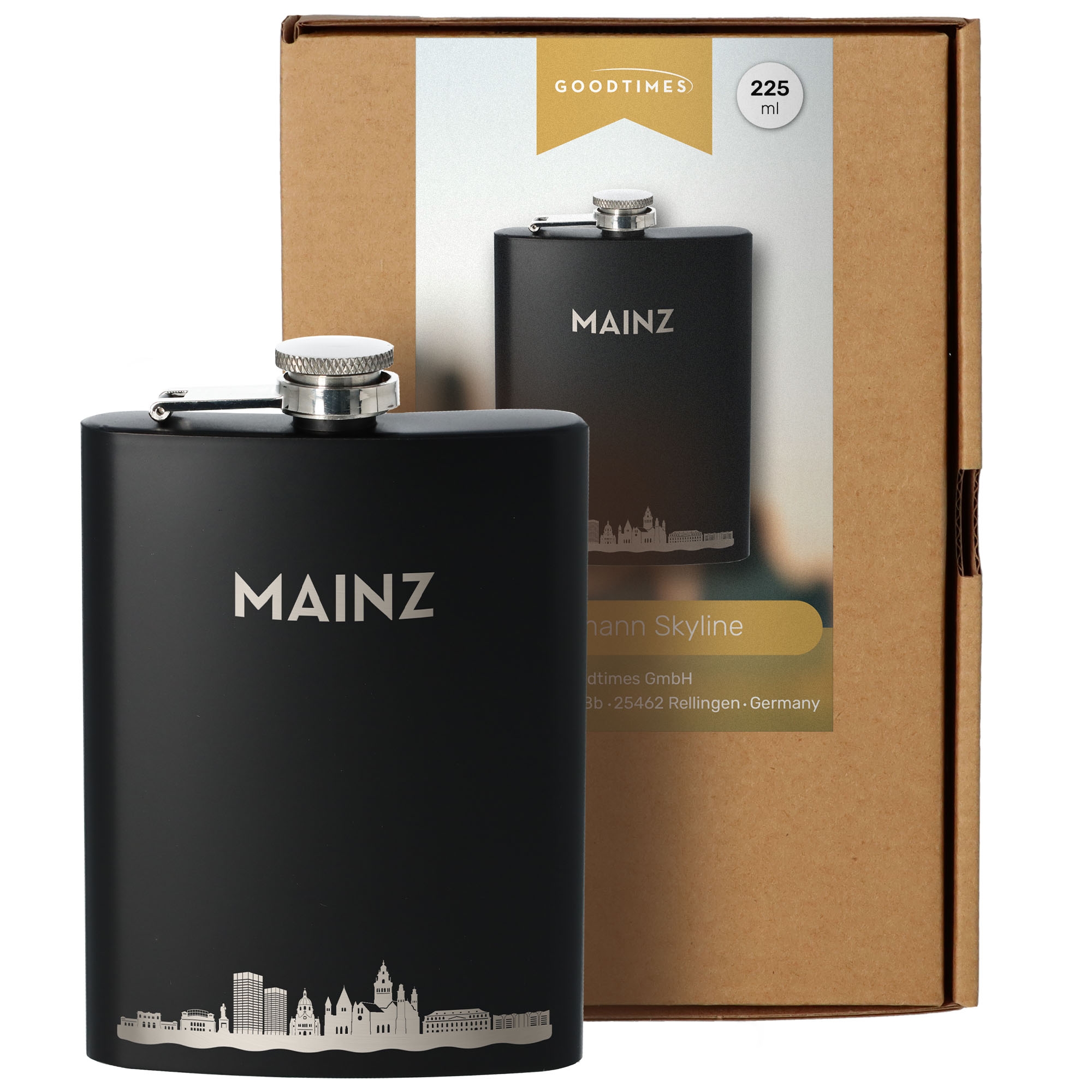 Flachmann Skyline Mainz Schwarz 225ml Flasche, Kosmetik, Parfüm