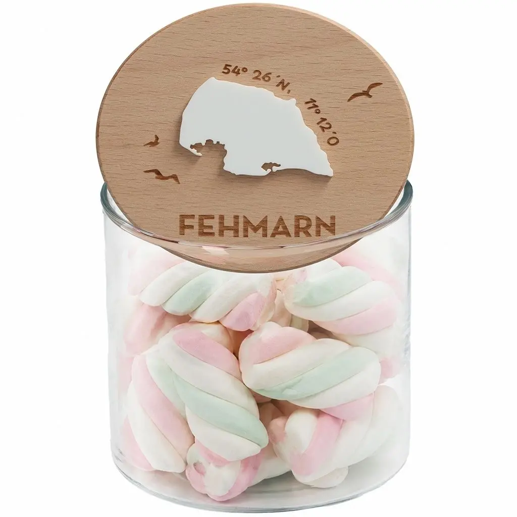 Geschenkglas Skyline "Fehmarn Silhouette" Weiß 530 ml