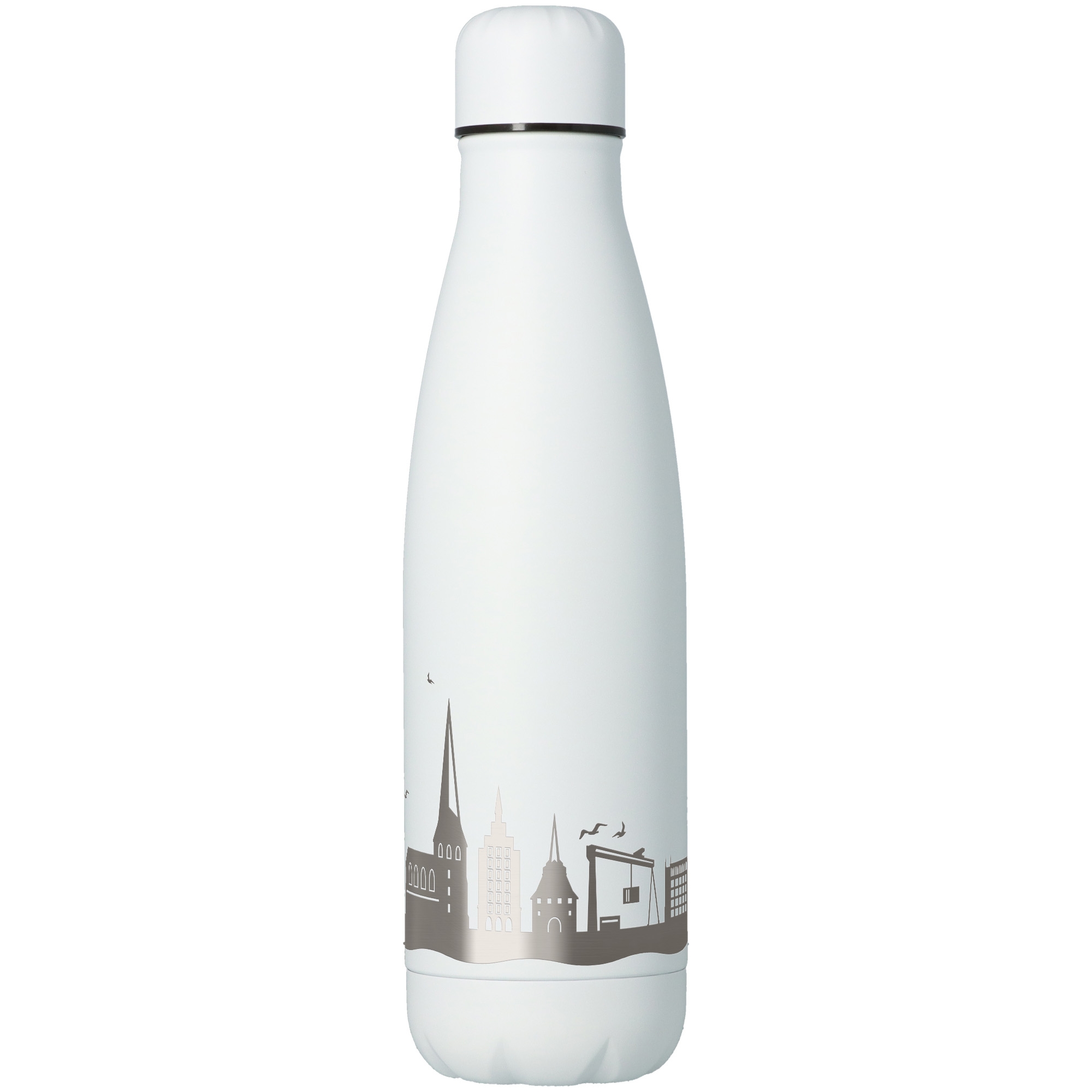 4496f7f0a0f44c08691af7433b1301fe25d1d890 Trinkflasche Skyline Rostock Weiß 500ml