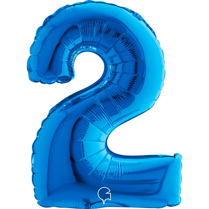 Folienballon Zahl "2" Blau, zur Luftbefüllung, 35 cm Folienballon Zahl "2" Blau, zur Luftbefüllung, 35 cm