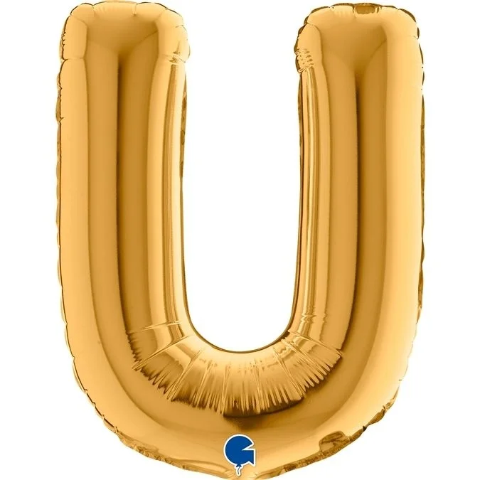 Luftballon, U-Form, Gold, Folienballon, Deko
