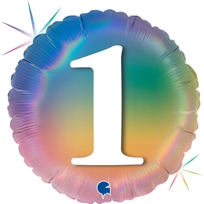 Folienballon Regenbogen "1" 45cm