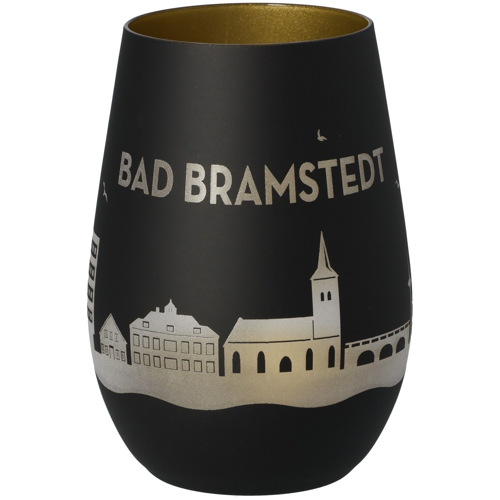 Windlicht Skyline Bad Bramstedt Schwarz/Gold Krug, Töpferei