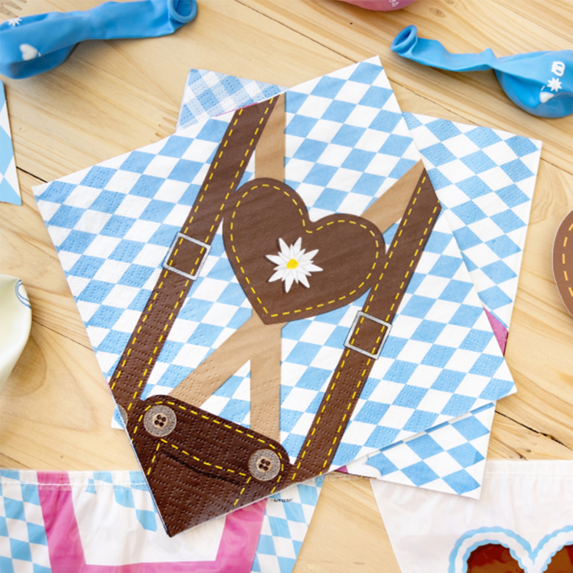 Oktoberfest - Servietten "Dirndl & Lederhose" Applikation, Muster