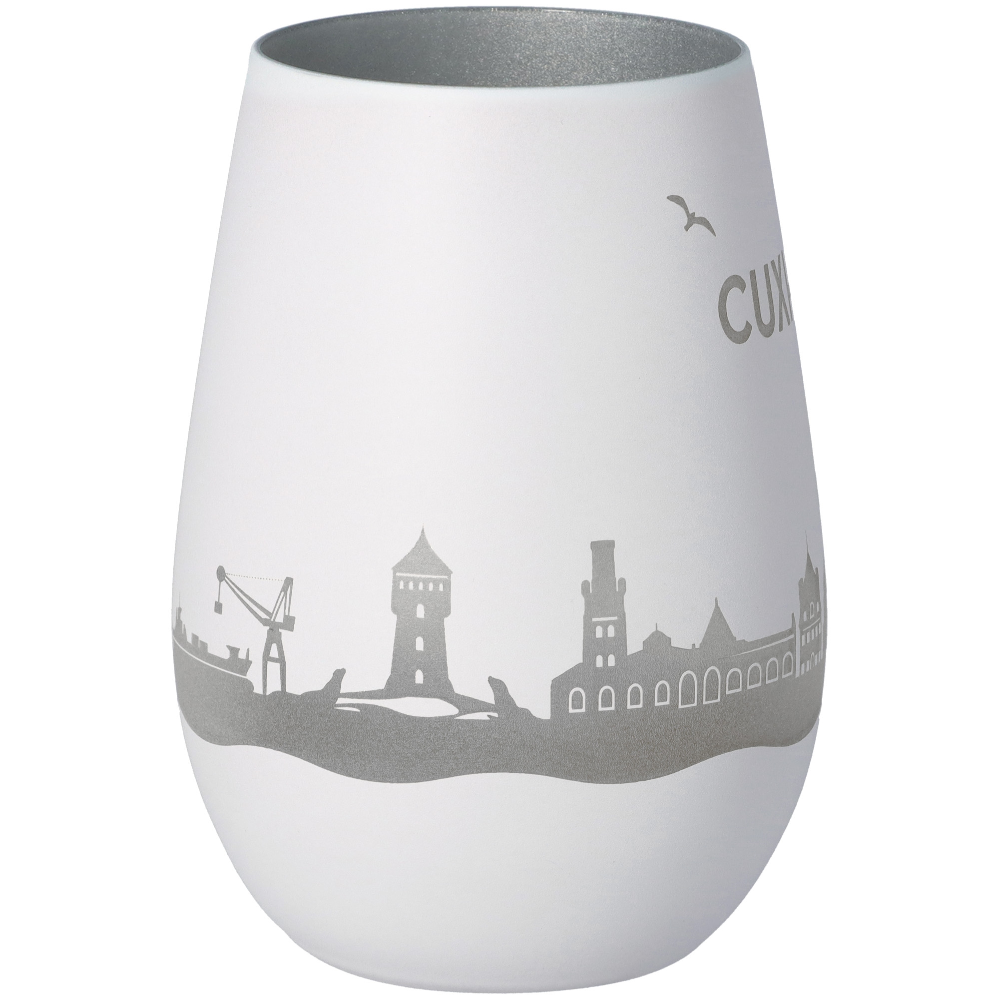Windlicht Skyline Cuxhaven Weiß/Silber Windlicht Skyline Cuxhaven Weiß/Silber