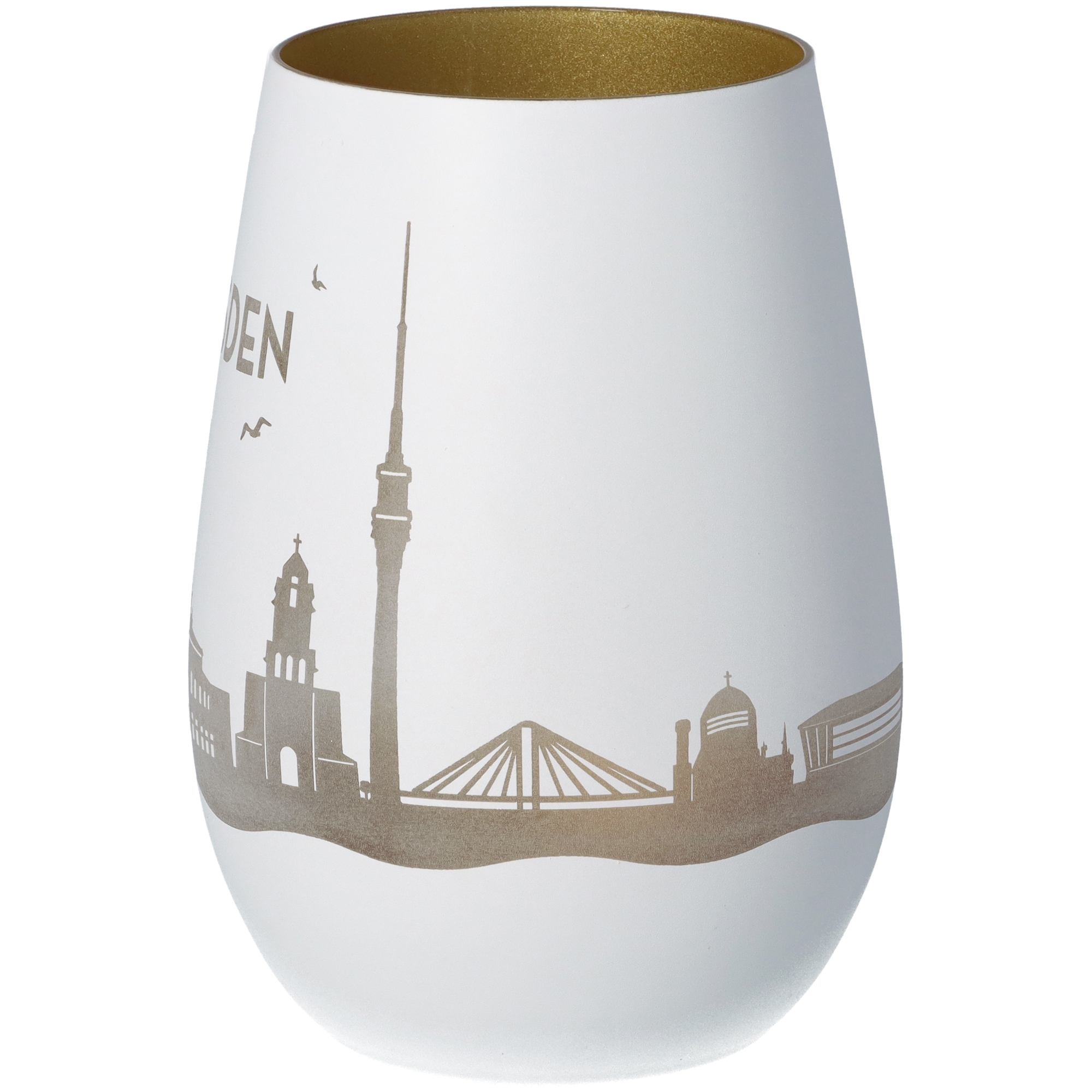 Windlicht Skyline Dresden Weiß/Gold Windlicht Skyline Dresden Weiß/Gold