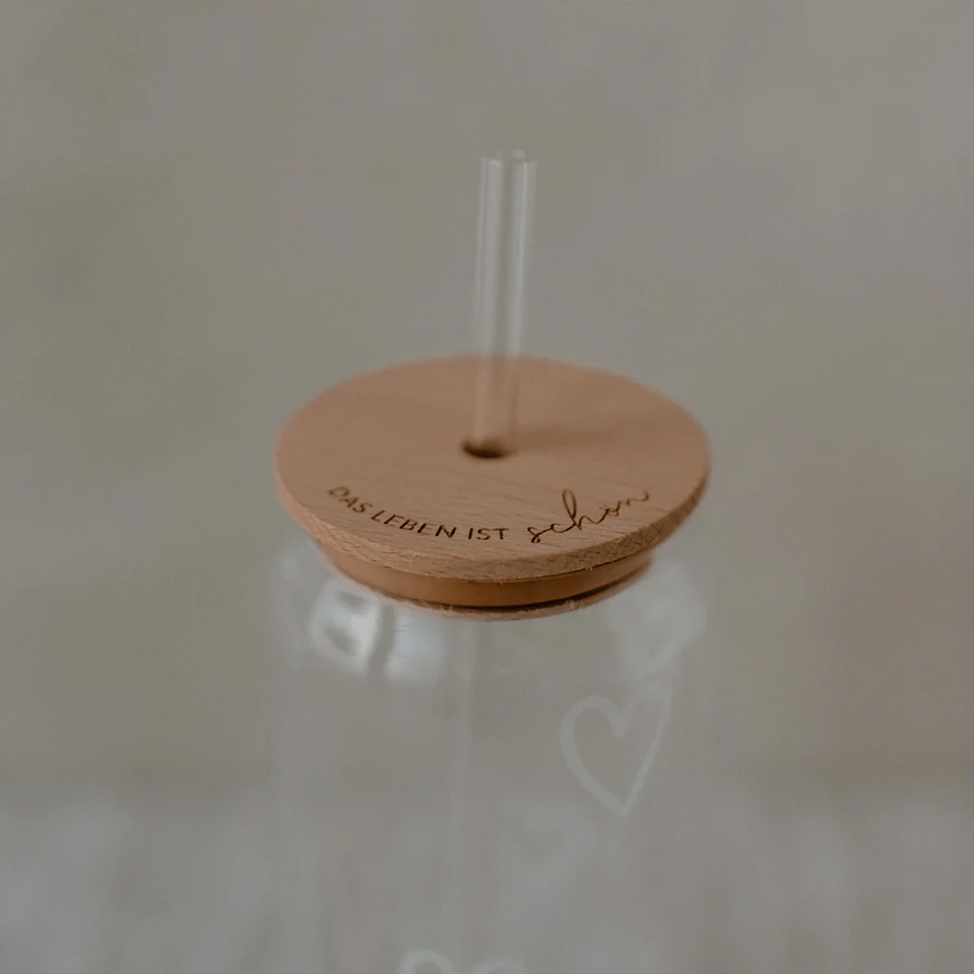 Eulenschnitt - Deckel "Das Leben ist schön" für Hohes Trinkglas Eulenschnitt - Deckel "Das Leben ist schön" für Hohes Trinkglas