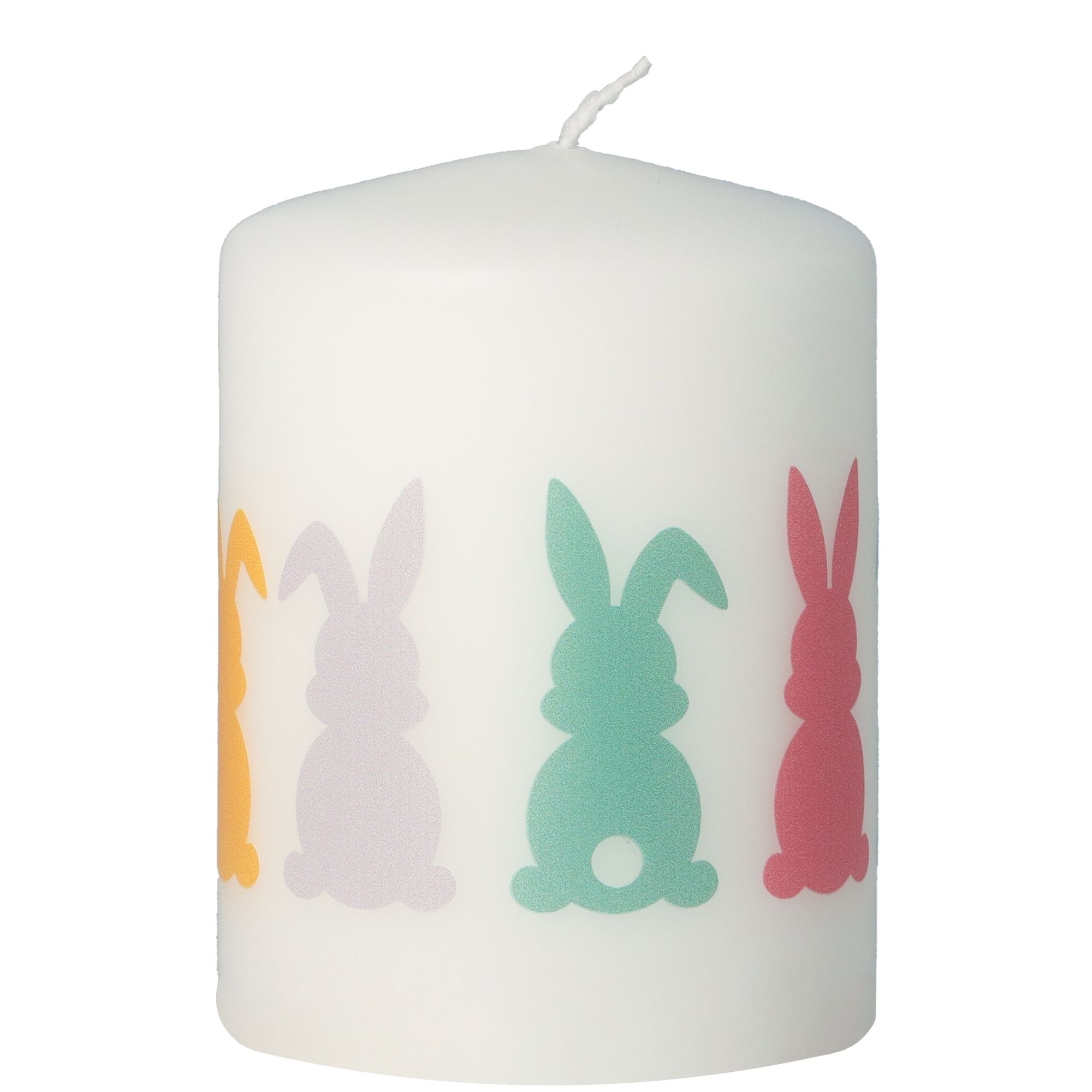 Stumpenkerze Bunt "Osterhasen" Kerze