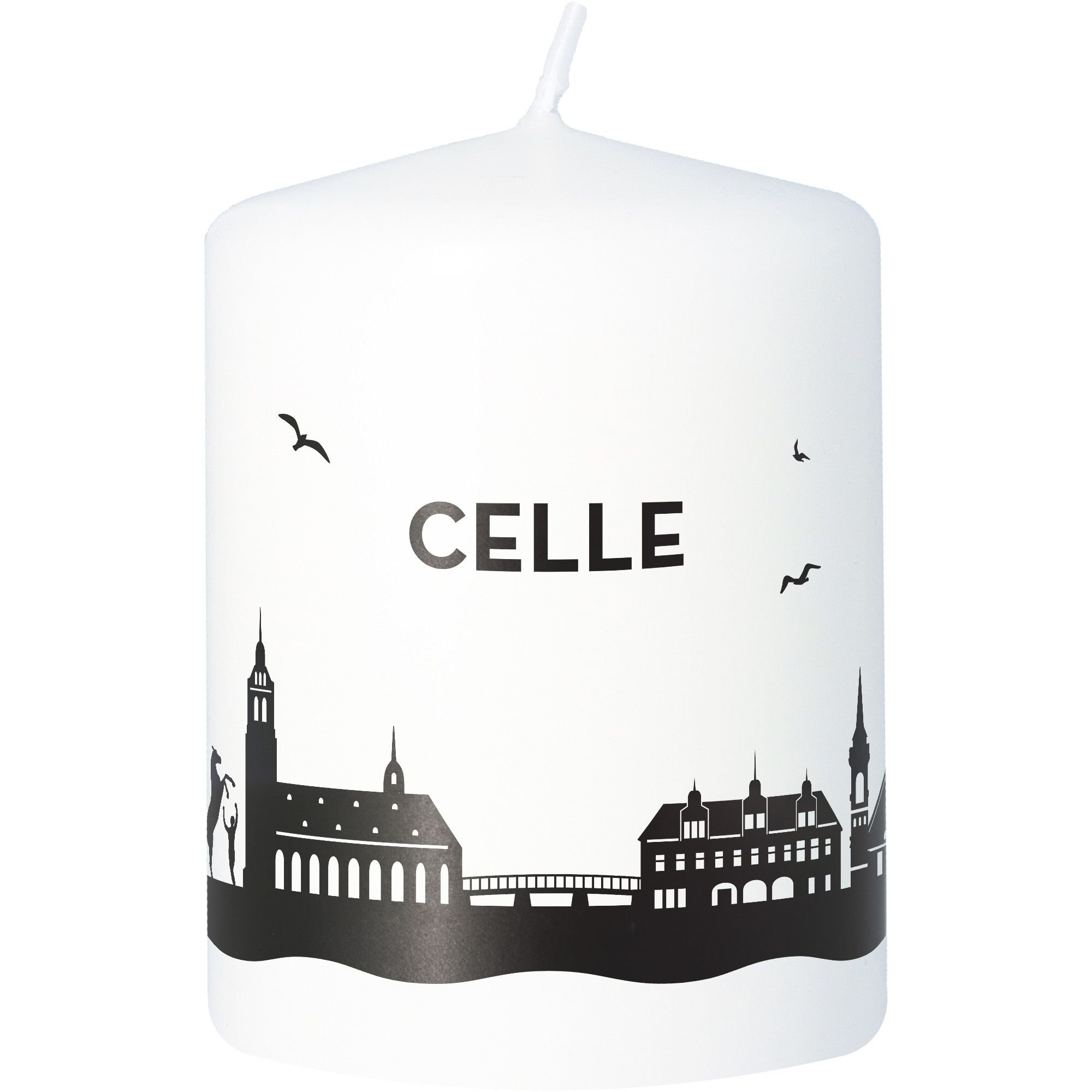 Stumpenkerze Skyline Celle Weiß Stumpenkerze Skyline Celle Weiß