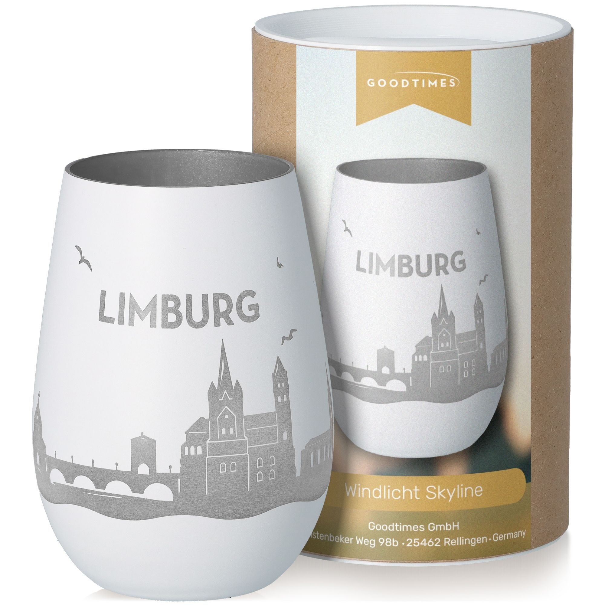 Windlicht Skyline Limburg Weiß/Silber Töpferei, Tasse