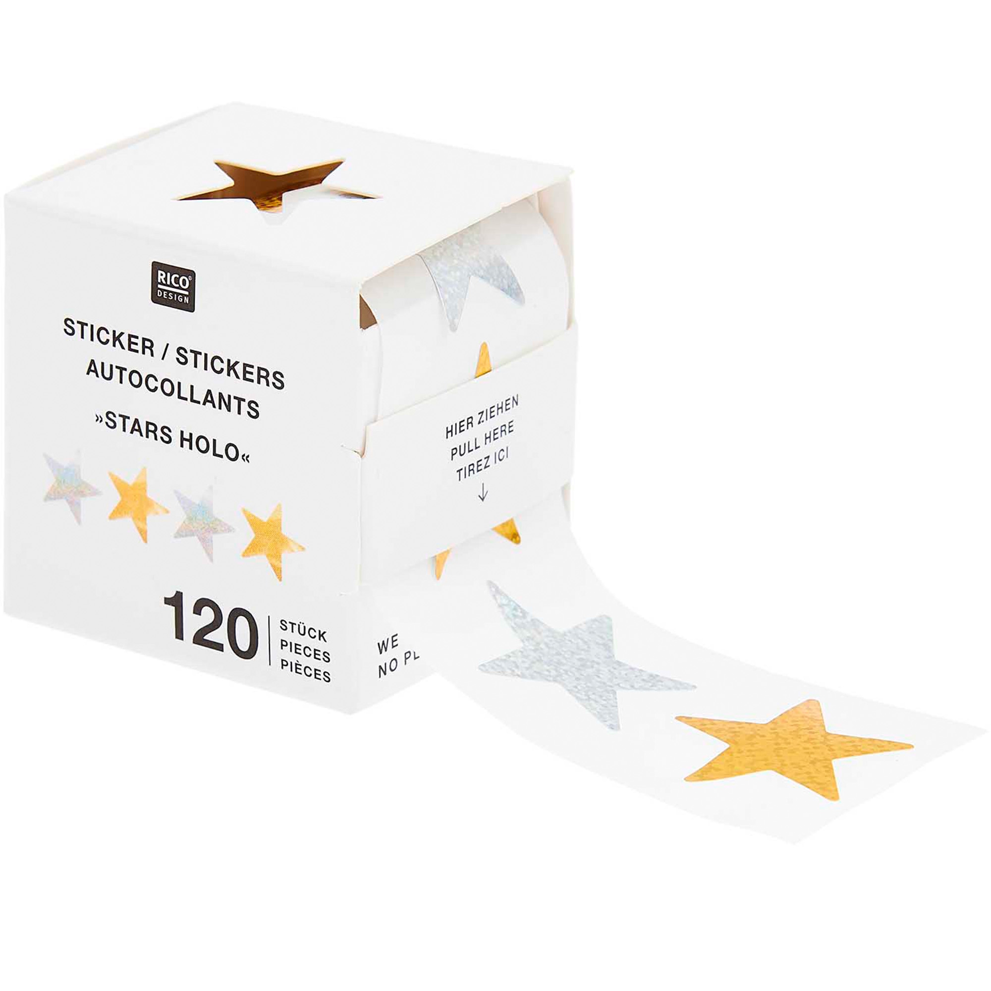 Sticker Sterne, Gold-Silber Holografisch, 120 Stk. Sticker Sterne, Gold-Silber Holografisch, 120 Stk.