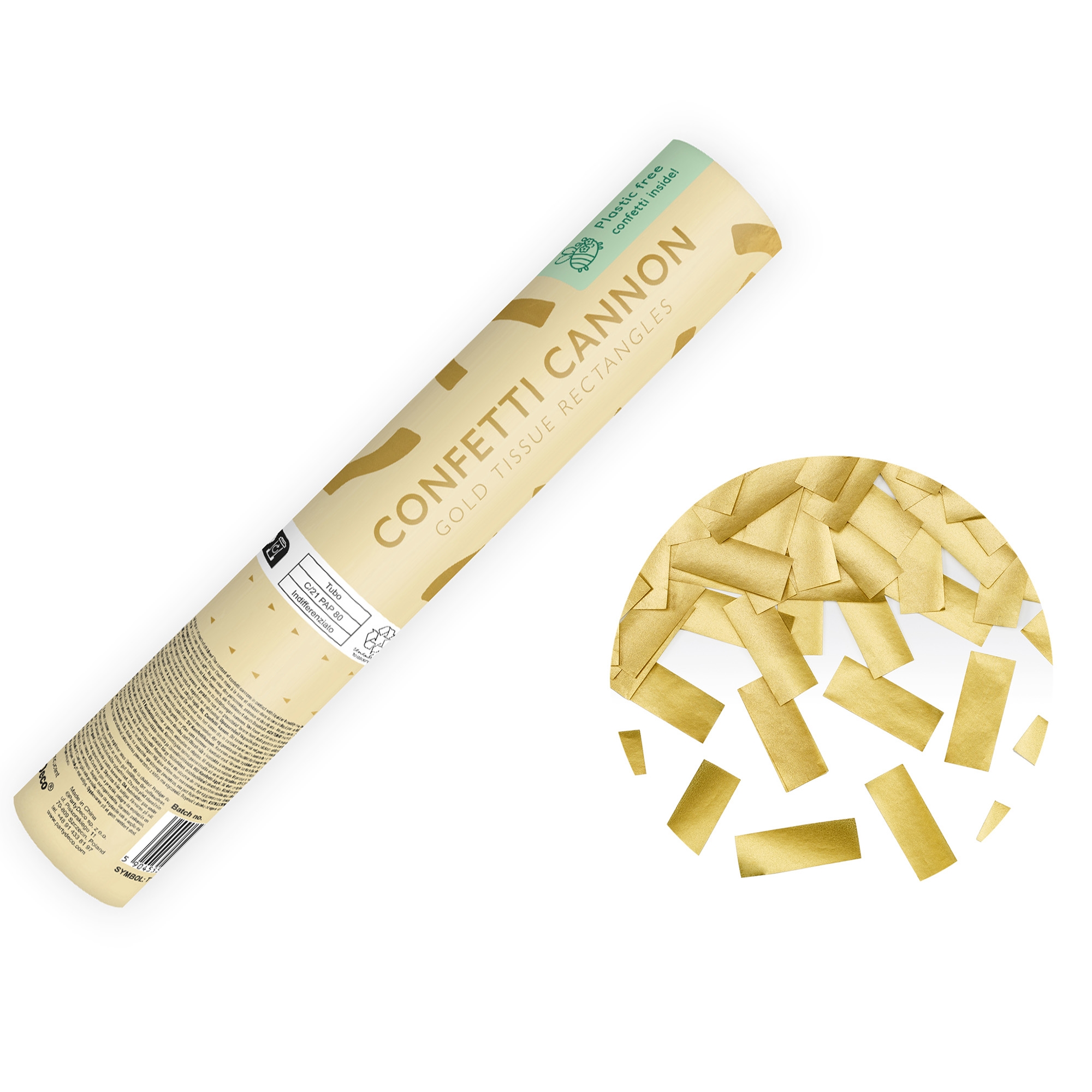 Konfetti Kanone Goldene Streifen, 20 cm Konfetti Kanone Goldene Streifen, 20 cm