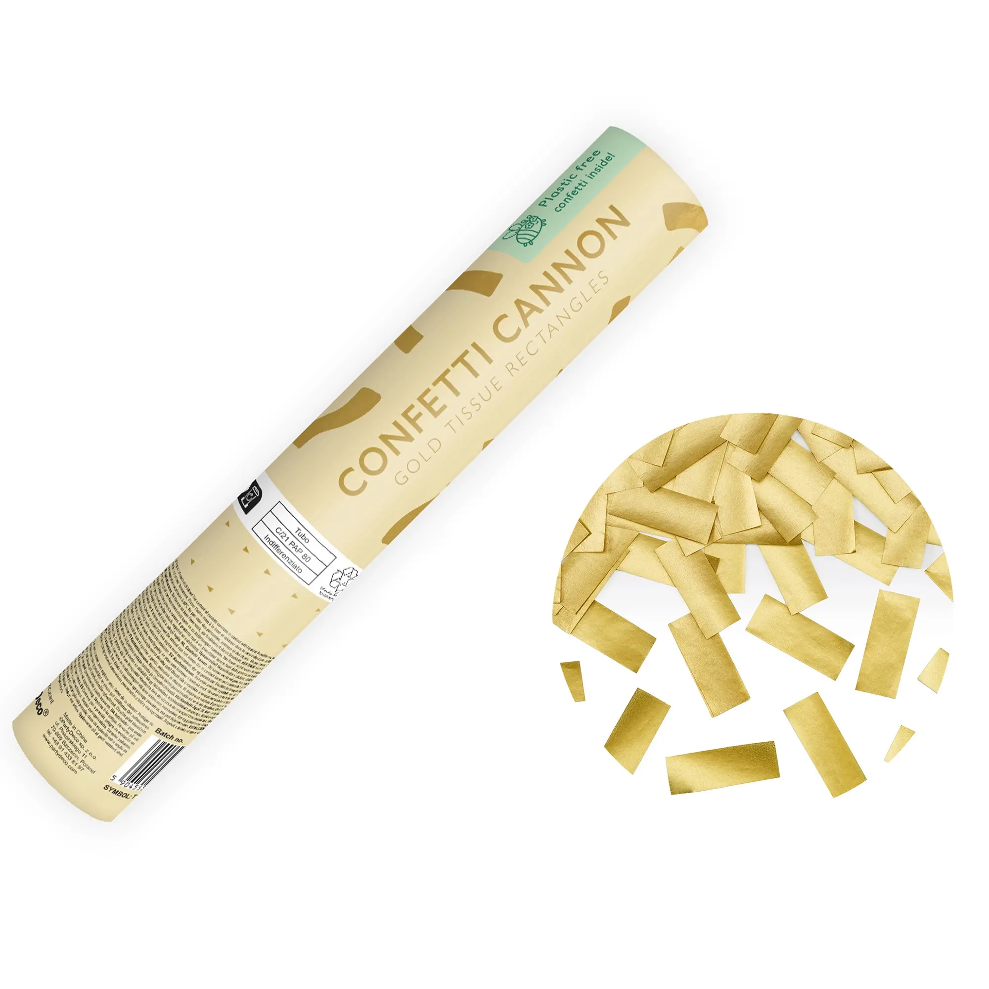 Konfetti Kanone Goldene Streifen, 20 cm