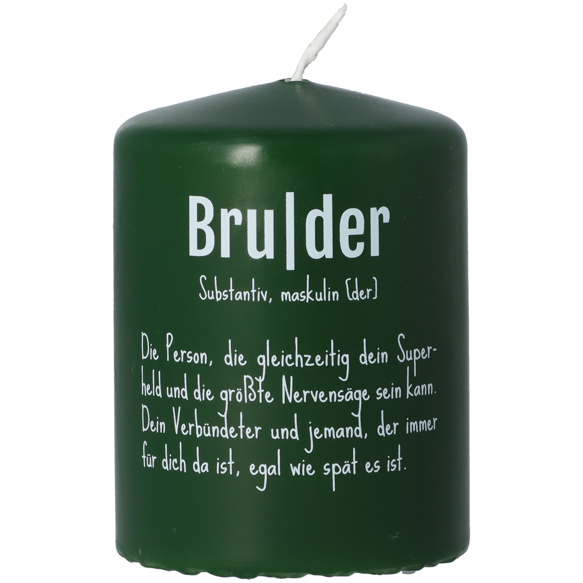 Kerze Jägergrün "Bruder Definition"