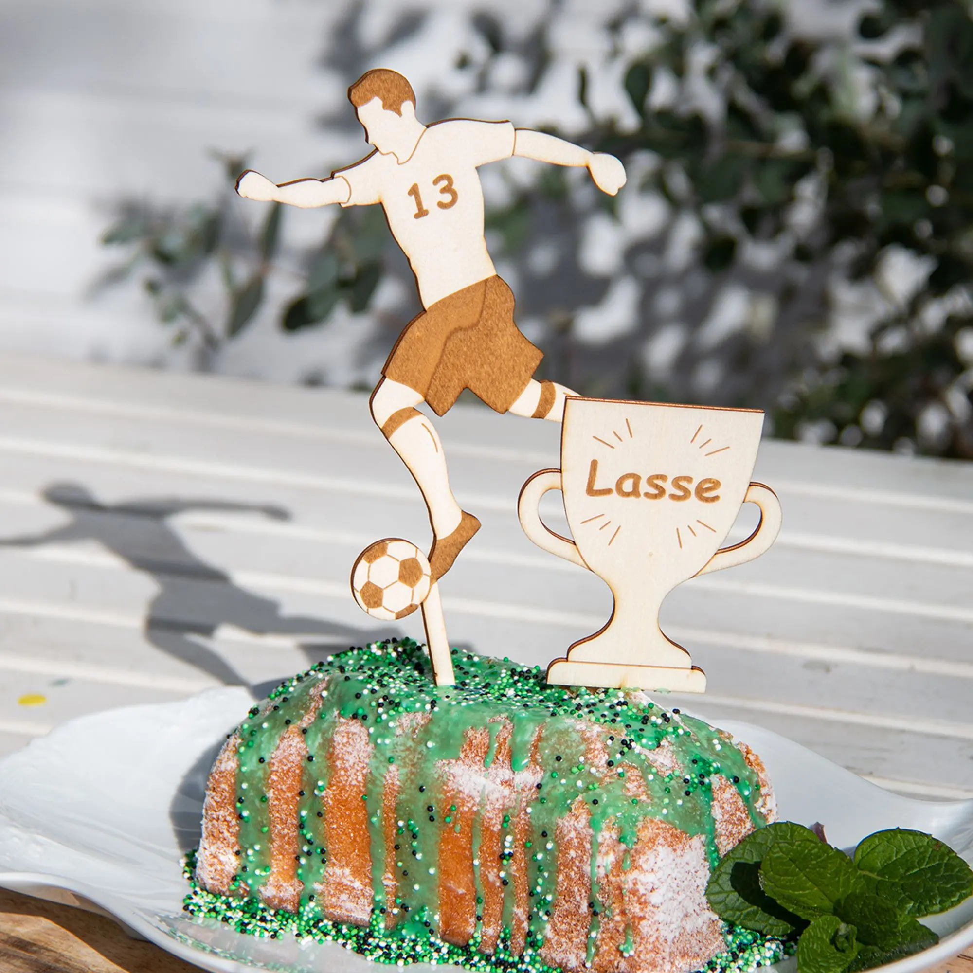 Cake Topper Fußball & Pokal "Name & Zahl" Set