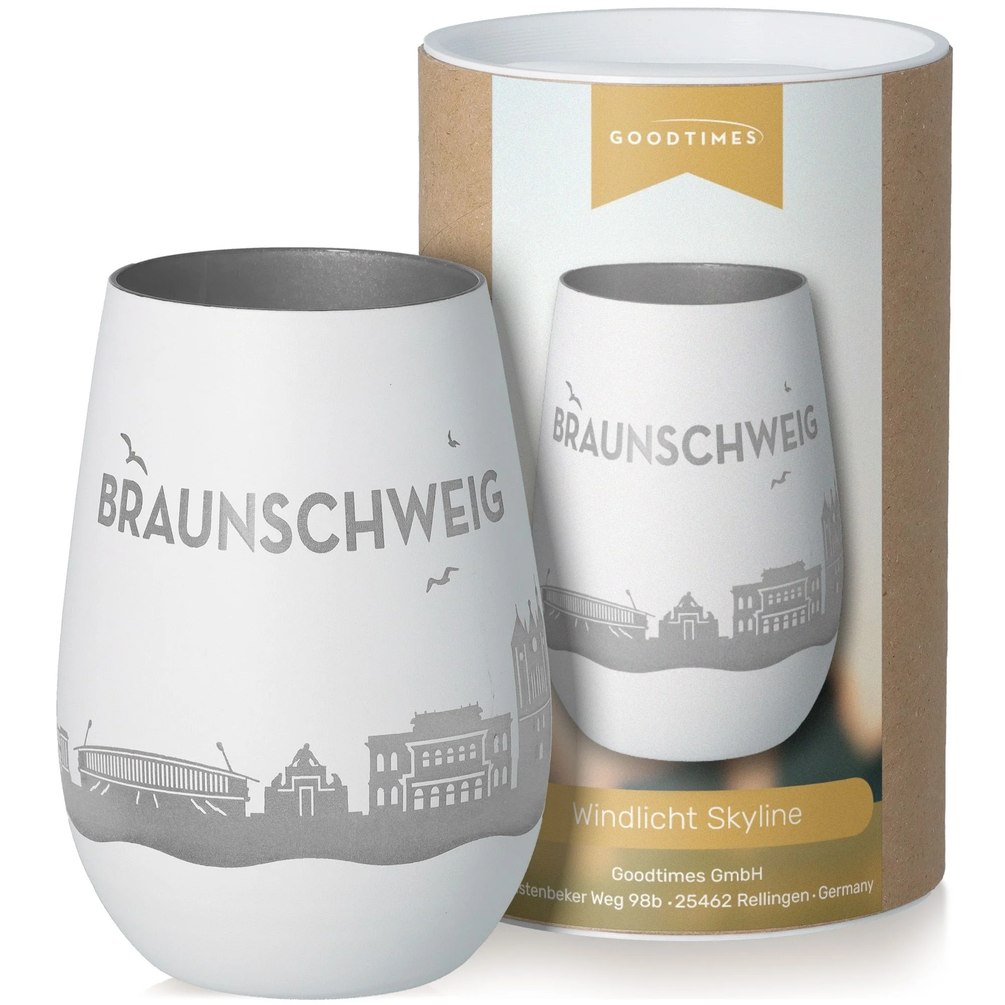Weinglas, Windlicht, Skyline, Grauglas, Brauenschaft