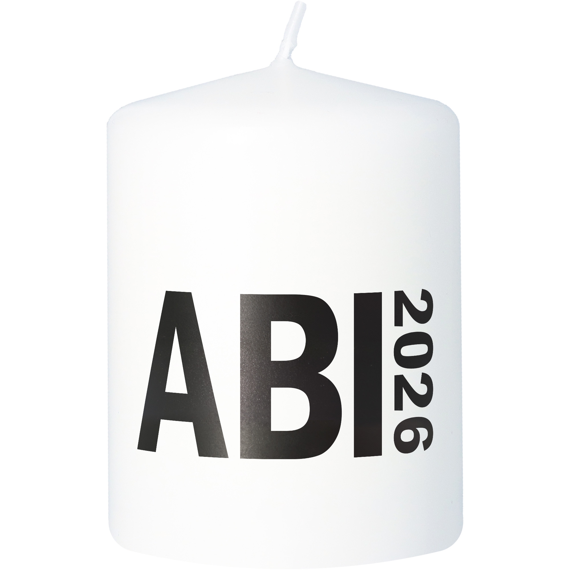 Stumpenkerze Weiß "ABI 2026" Kerze