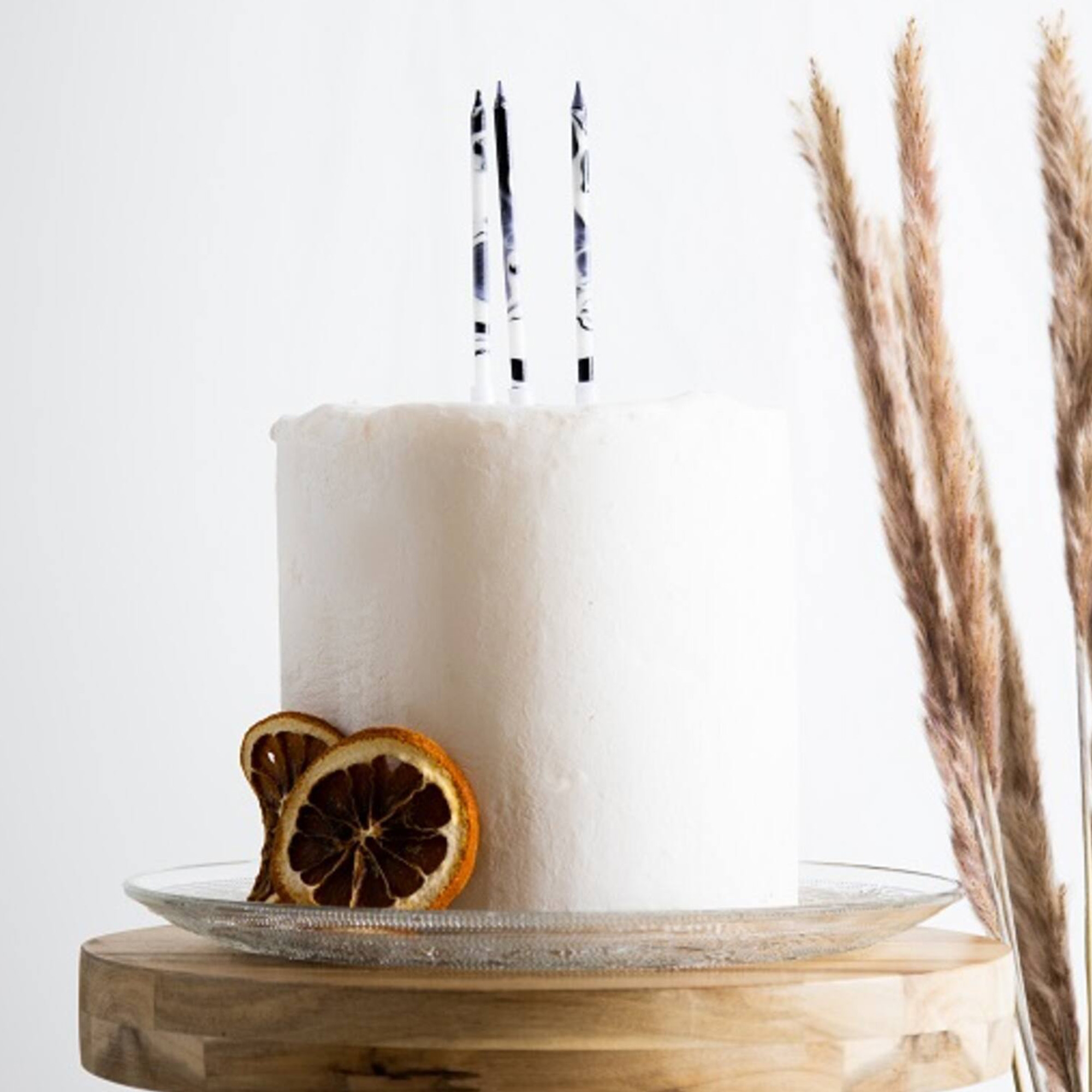 24 Kuchenkerzen "Marmor Schwarz"