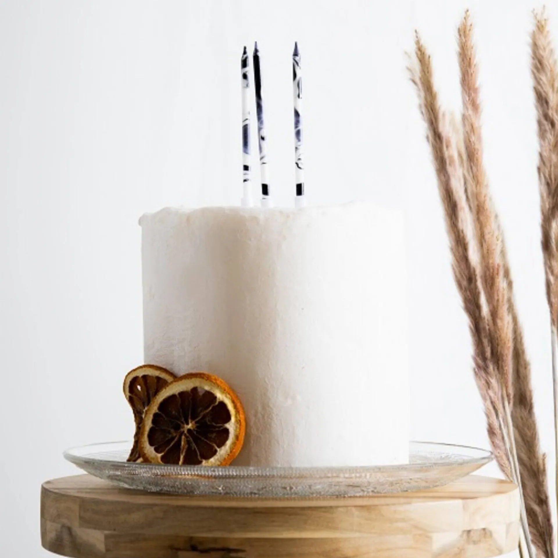 24 Kuchenkerzen "Marmor Schwarz"