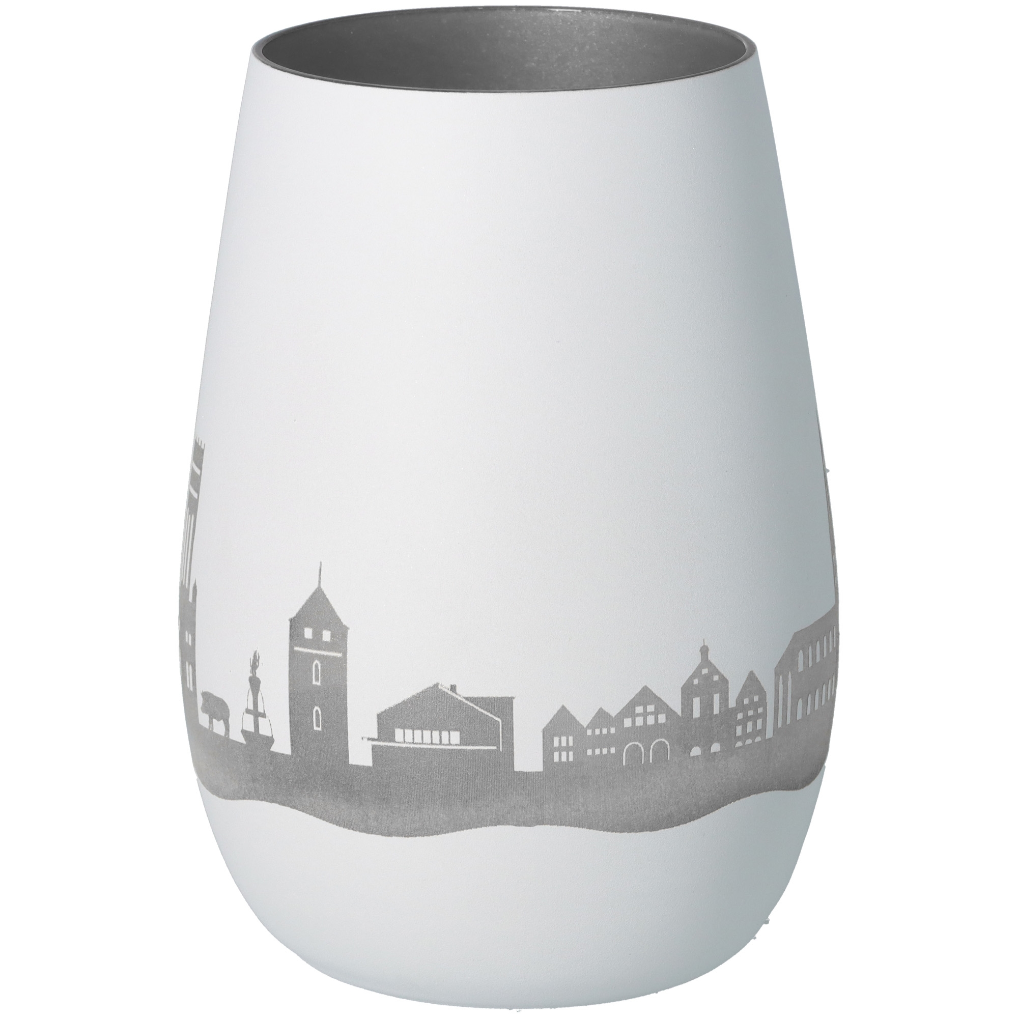 Windlicht Skyline Lüneburg Weiß/Silber Töpferei, Krug, Vase, Kunst, Porzellan