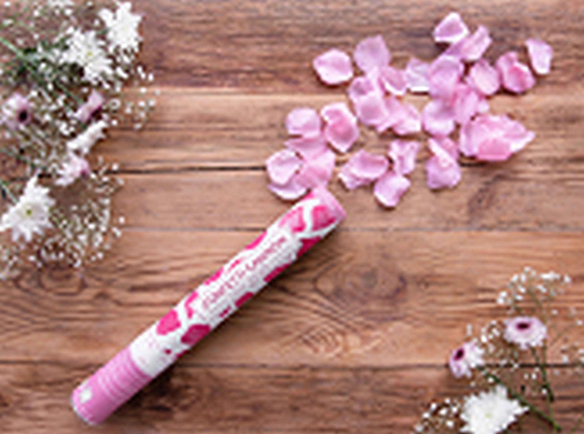 Konfetti Kanone mit künstlichen Rosenblüten Pink 40cm