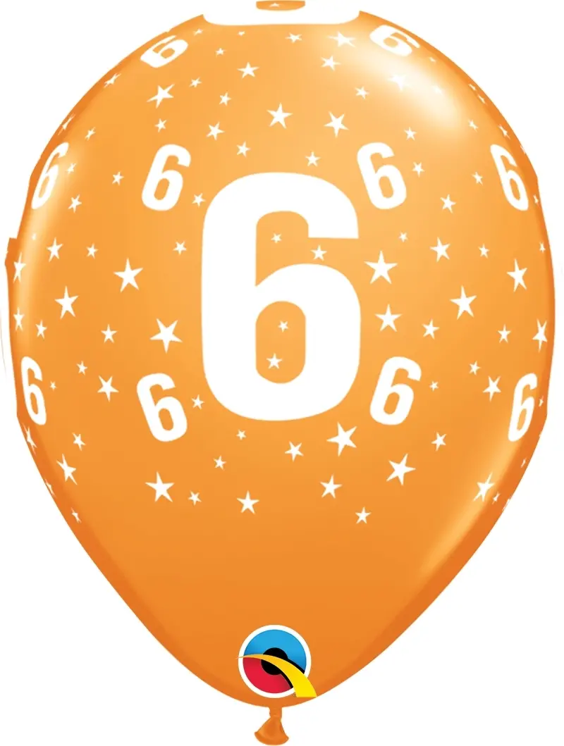 Qualatex Latexballon 6. Geburtstag verschiedene Farben Ø 30cm