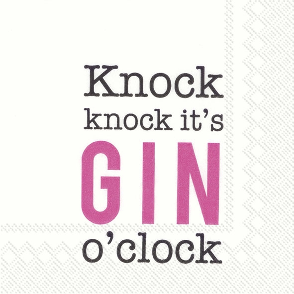20 Servietten "Knock knock it's Gin o'clock" Pink 20 Servietten "Knock knock it's Gin o'clock" Pink