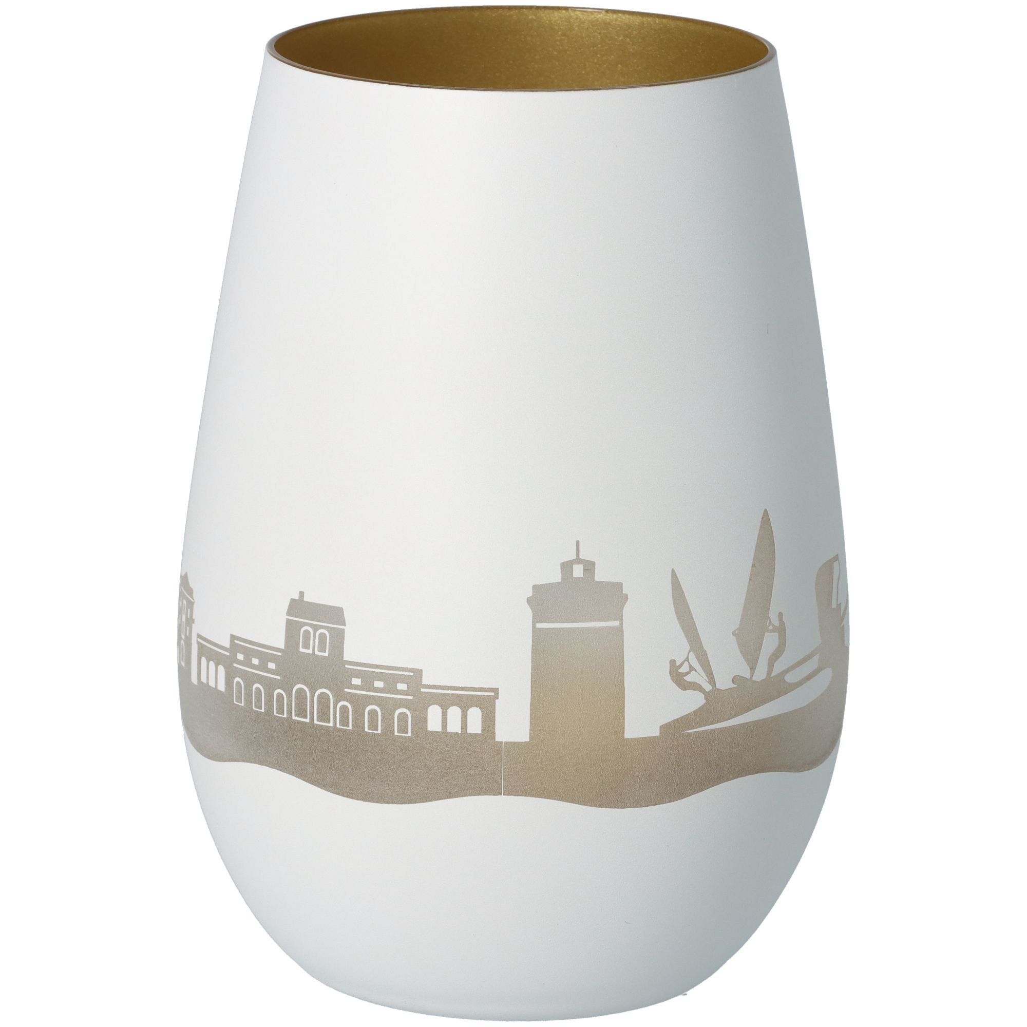 Windlicht Skyline Juist Weiß/Gold Windlicht Skyline Juist Weiß/Gold