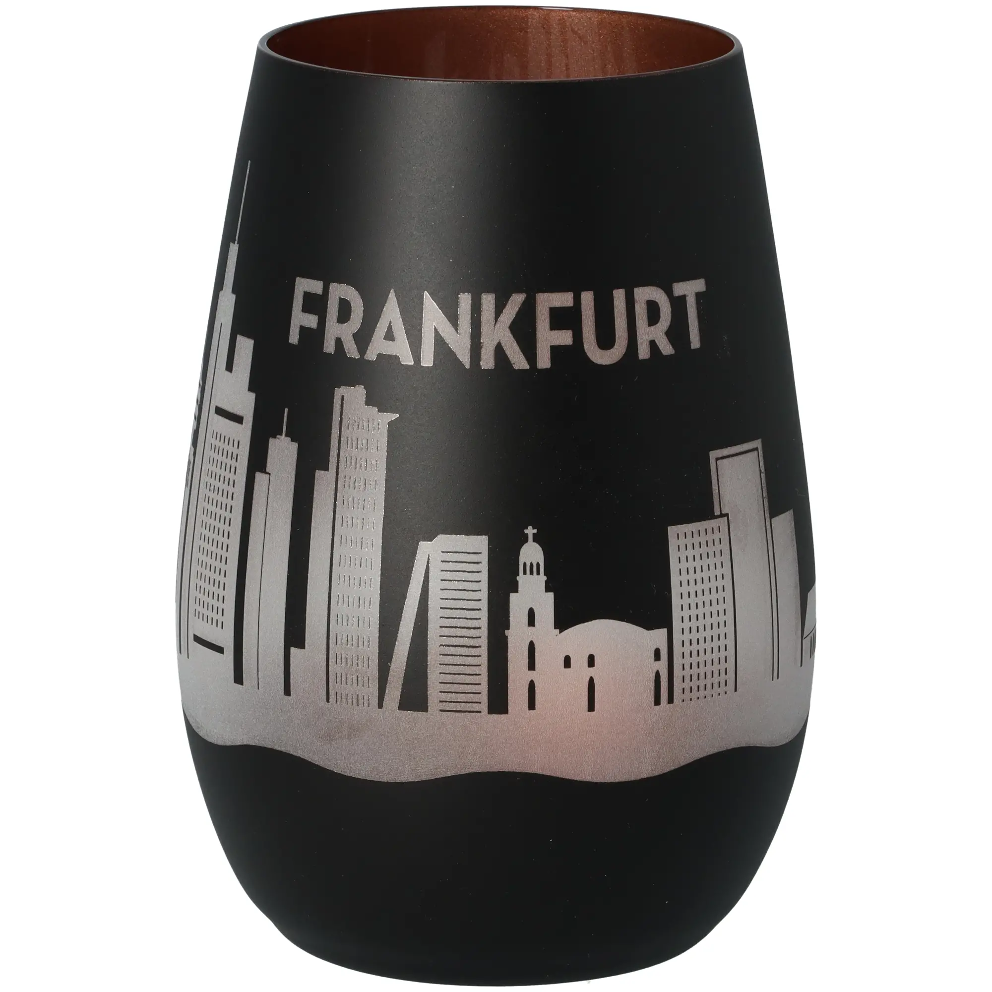 Windlicht Skyline Frankfurt Schwarz/Bronze