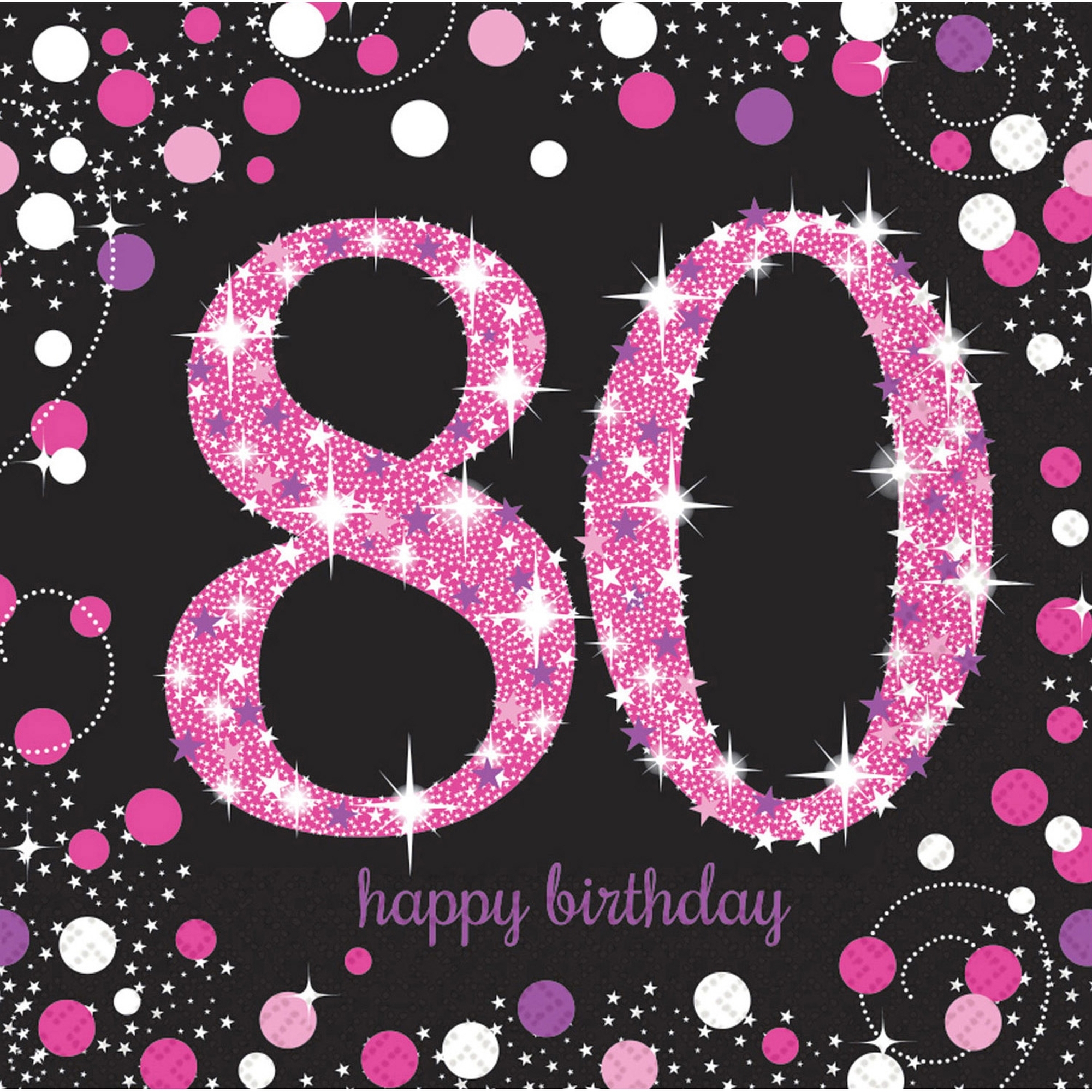 Sparkling Celebration Pink - 80. Geburtstag 16 Servietten