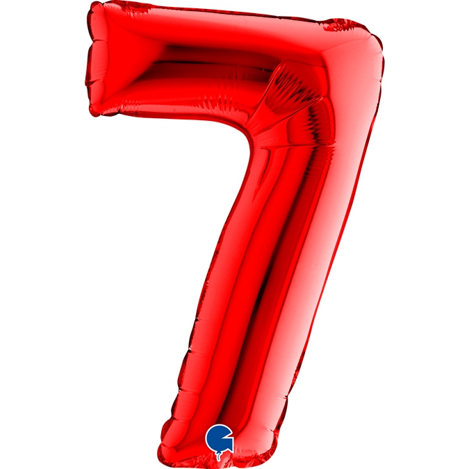 Folienballon Zahl "7" Rot, zur Luftbefüllung, 35 cm