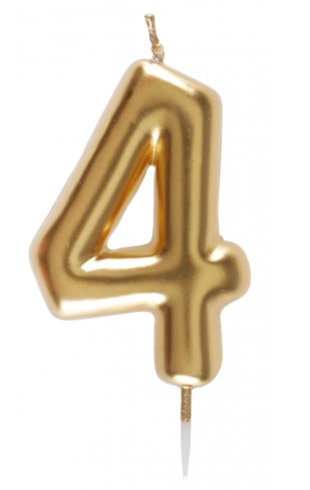 Zahlenkerze "4", Gold Zahlenkerze "4", Gold
