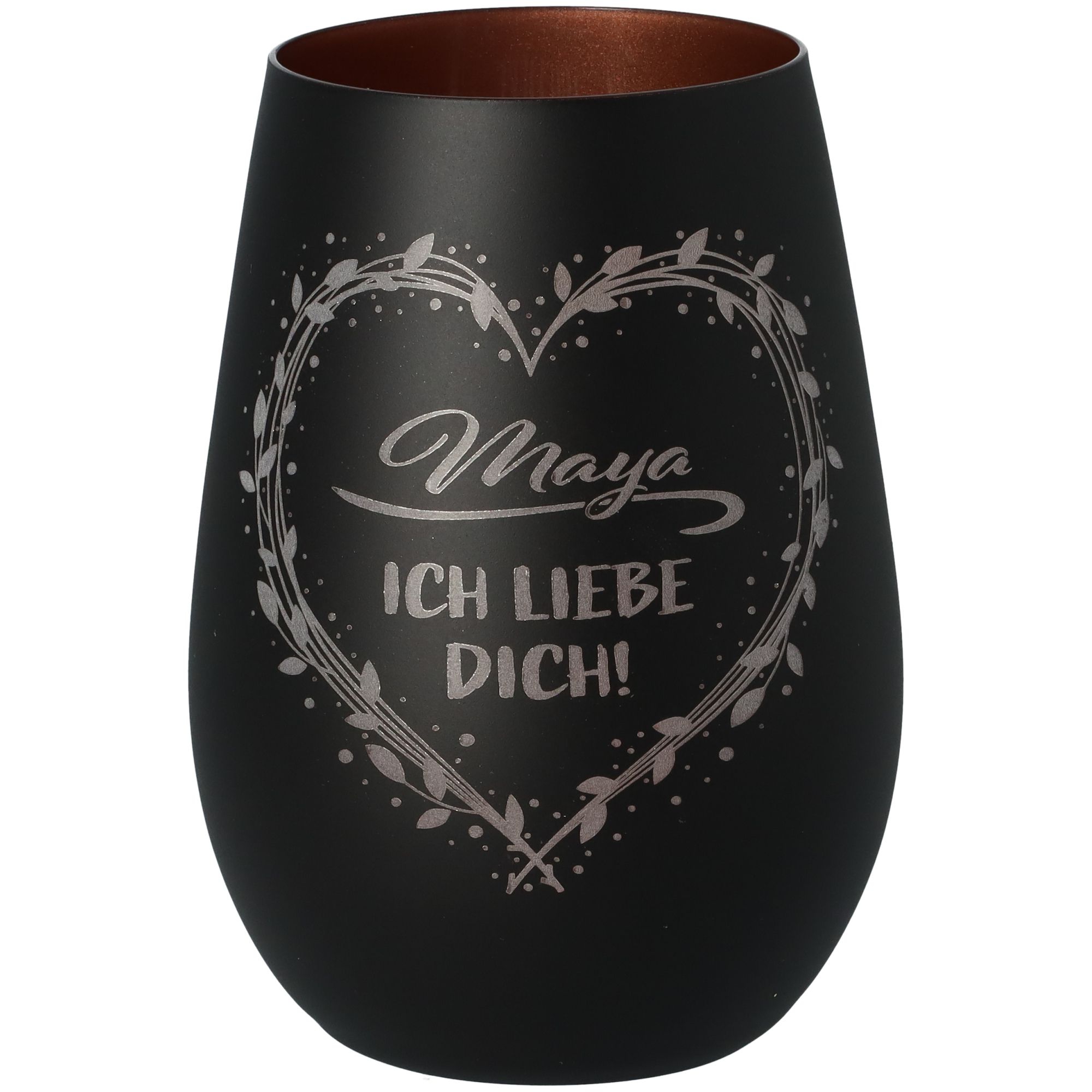 Windlicht Ich liebe dich "Name" Schwarz/Bronze Windlicht Ich liebe dich "Name" Schwarz/Bronze