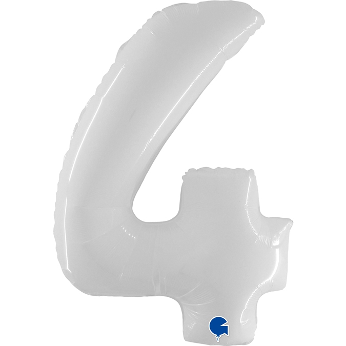 Folienballon Zahl 4 Shiny White 100cm/40" Folienballon Zahl 4 Shiny White 100cm/40"