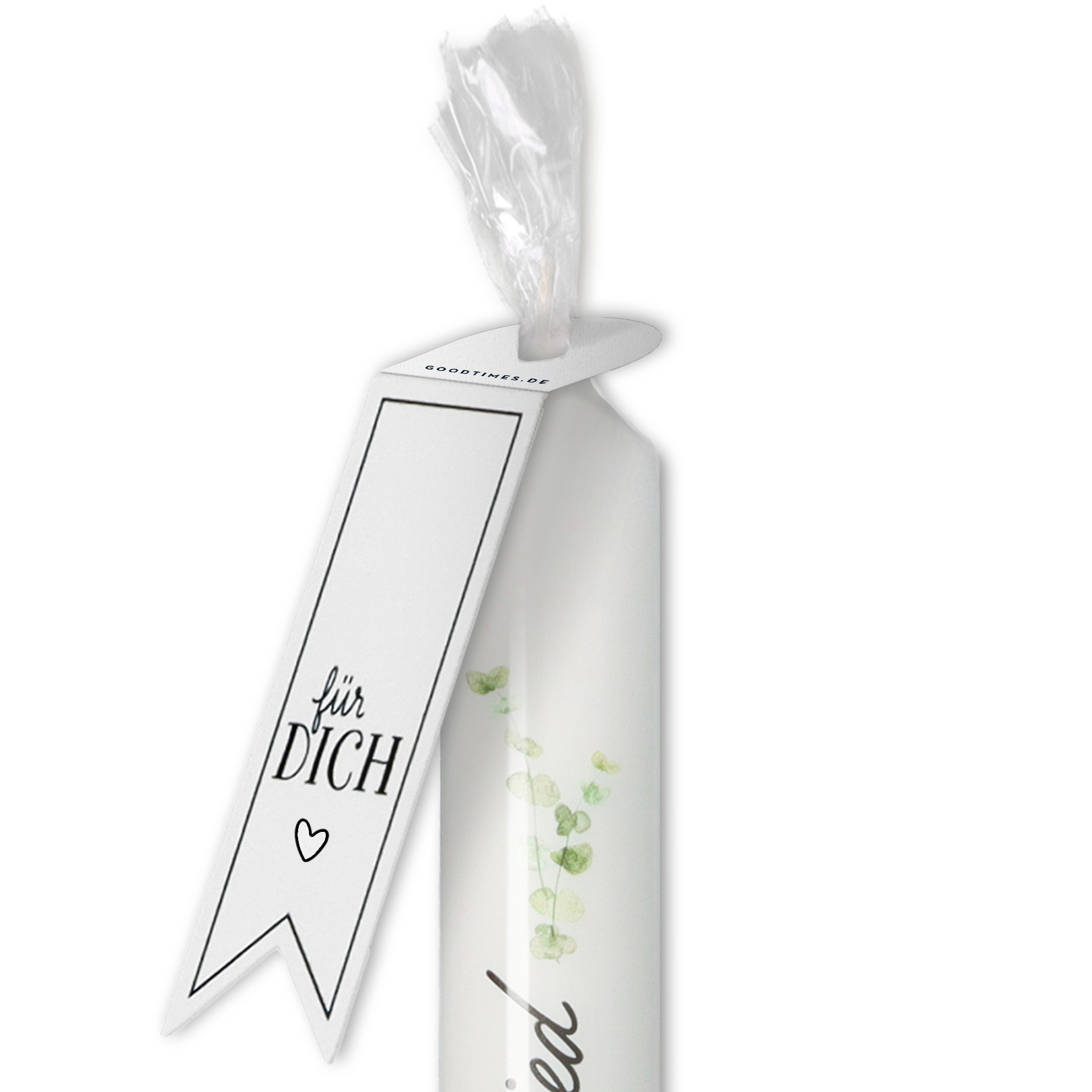 Stabkerze WeiĂ, Eukalyptus "Just Married" Stabkerze WeiĂ, Eukalyptus "Just Married"