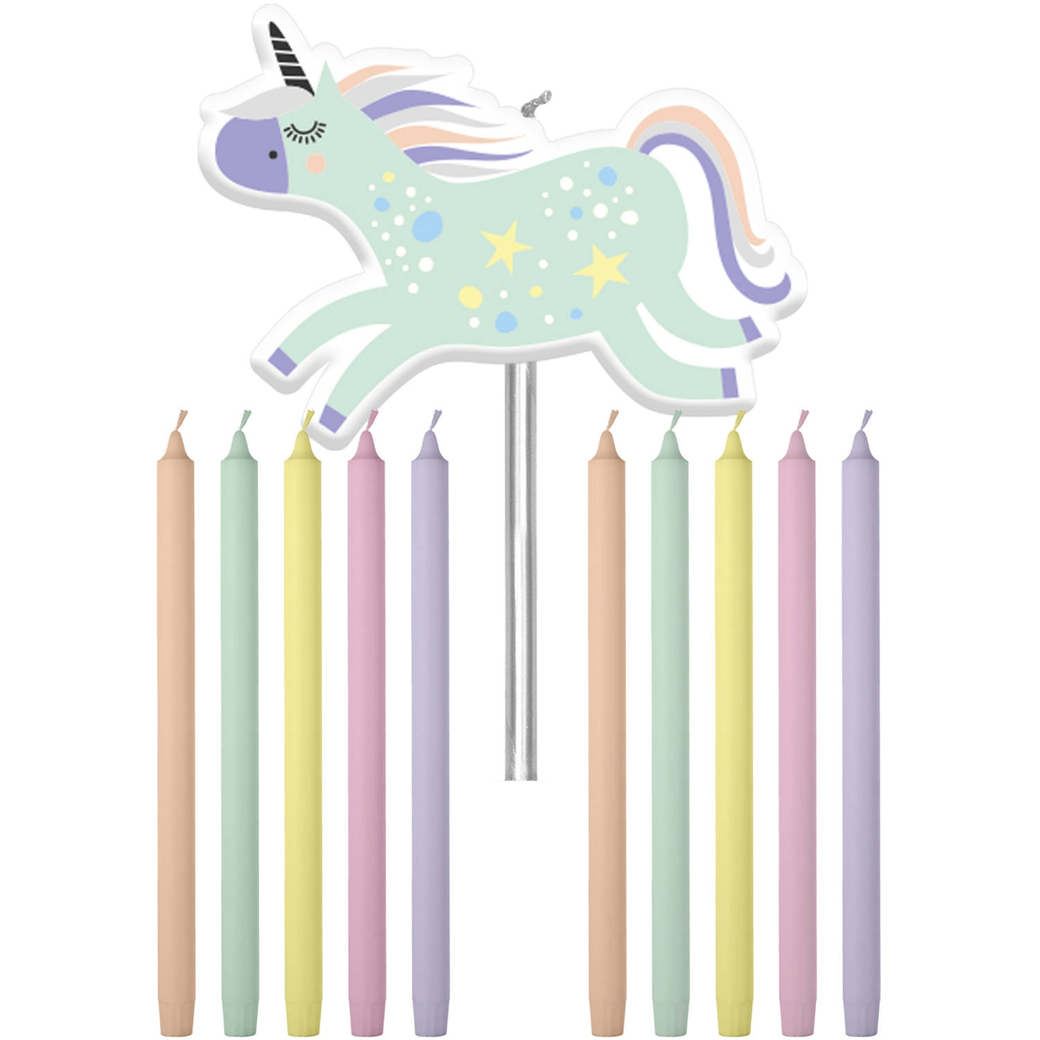 Kuchenkerzen "Regenbogen Einhorn" 11teilig Kuchenkerzen "Regenbogen Einhorn" 11teilig