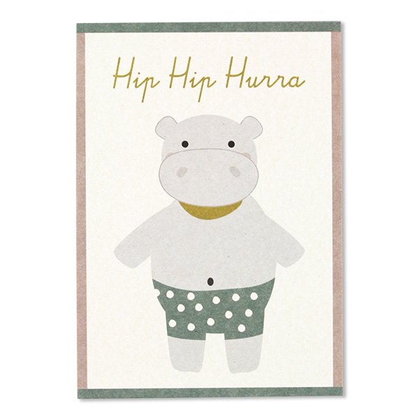 Postkarte Nilpferd "Hip Hip Hurra" Postkarte Nilpferd "Hip Hip Hurra"