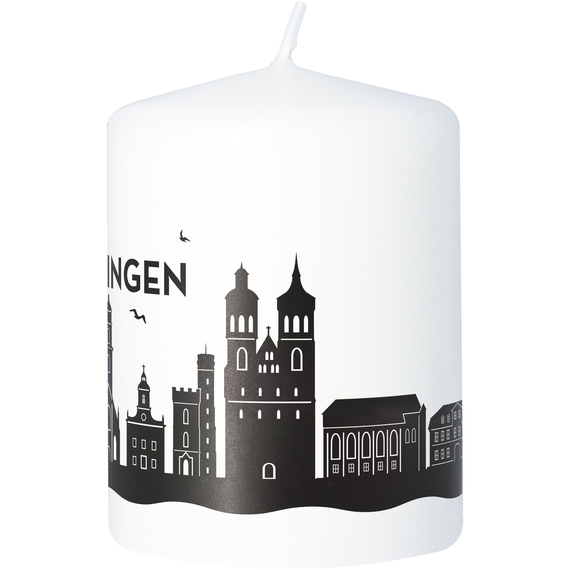 Stumpenkerze Skyline Göttingen Weiß Stumpenkerze Skyline Göttingen Weiß