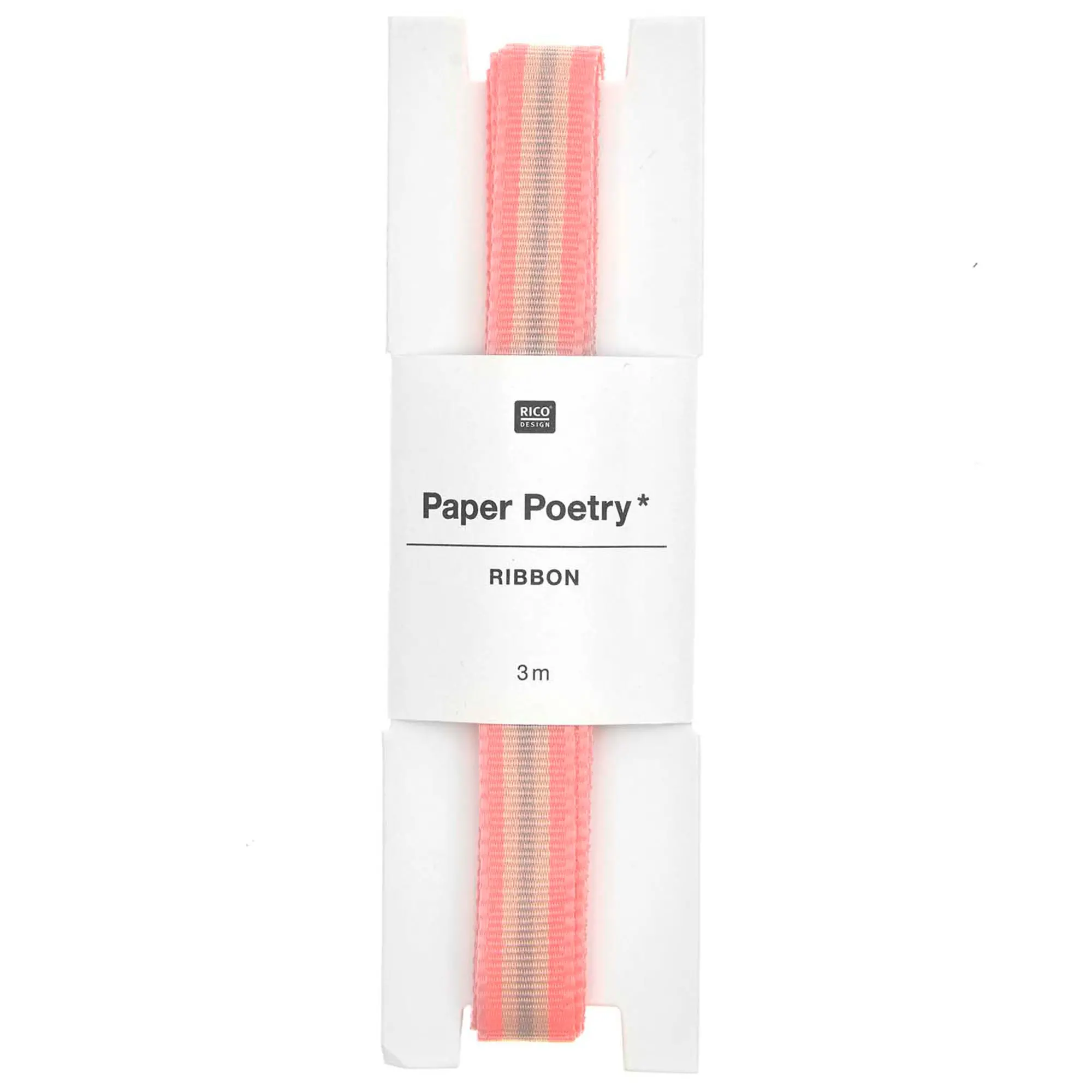 Webband Multi Streifen, Neon Pink/Gelb/Grau, 10mm / 3m