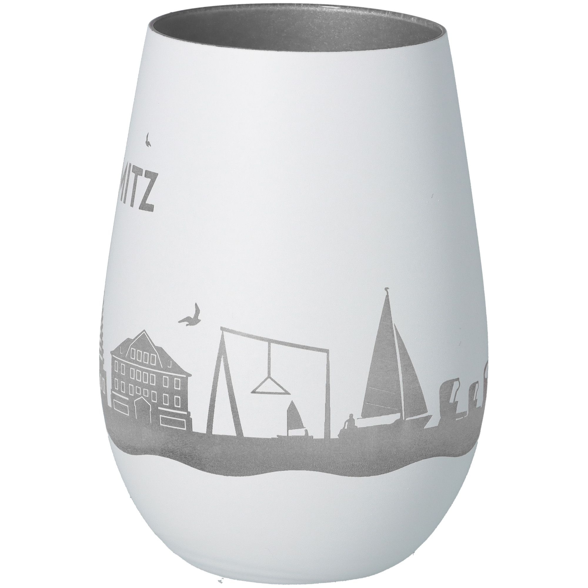 Windlicht Skyline Grömitz Weiß/Silber