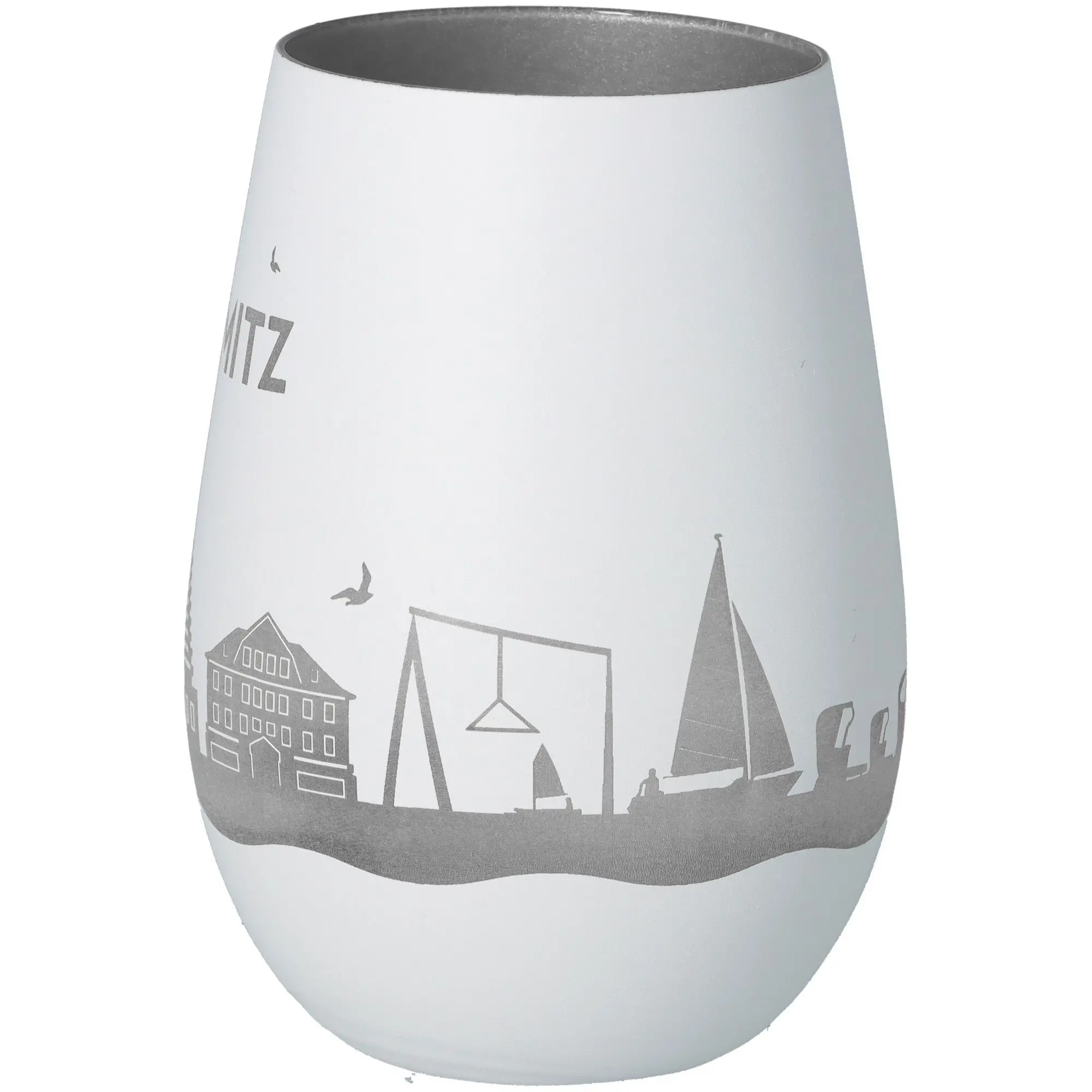 Windlicht Skyline Grömitz Weiß/Silber