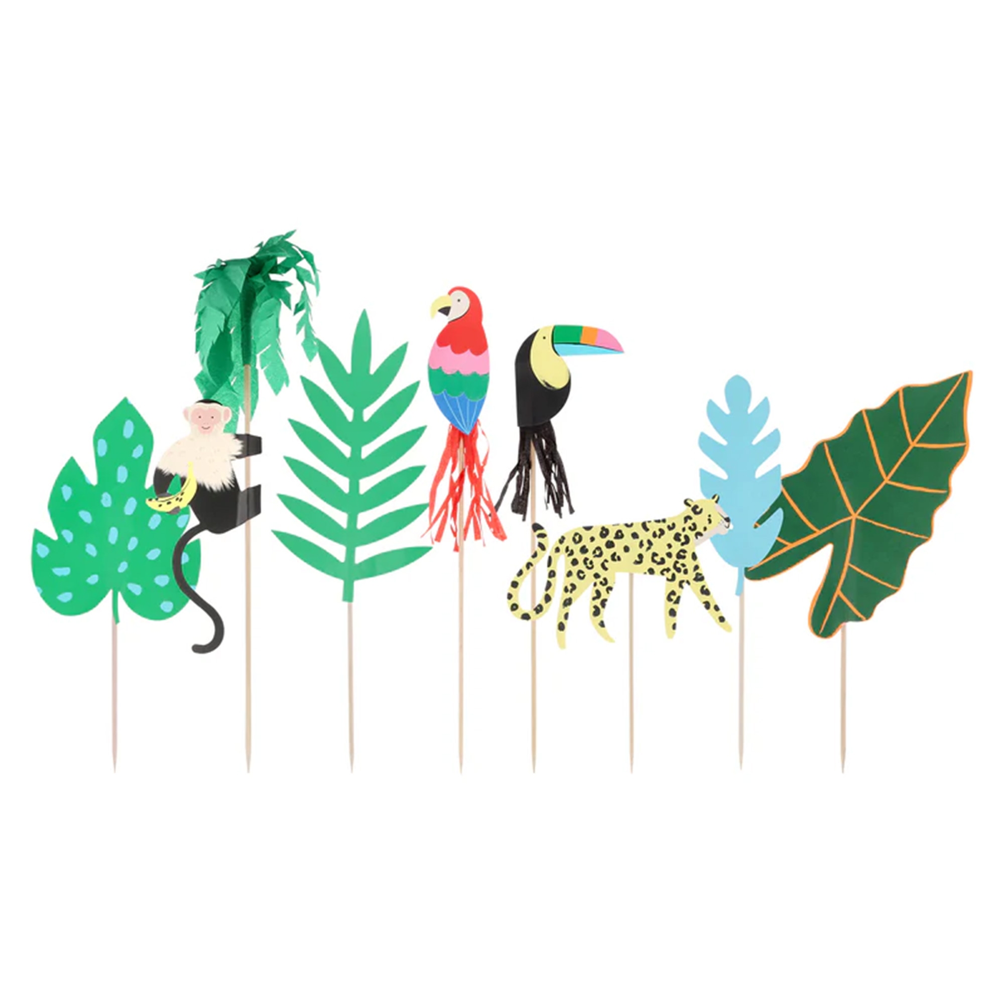 Deko-Staffeleien, Papierfiguren, Tiermotive, Tropische Blätter, Panter?